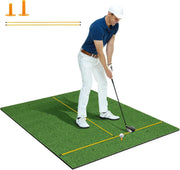 Golf Hitting Mat 5x4ft Practice Turf Alignment Sticks Rubber Tee Indoor