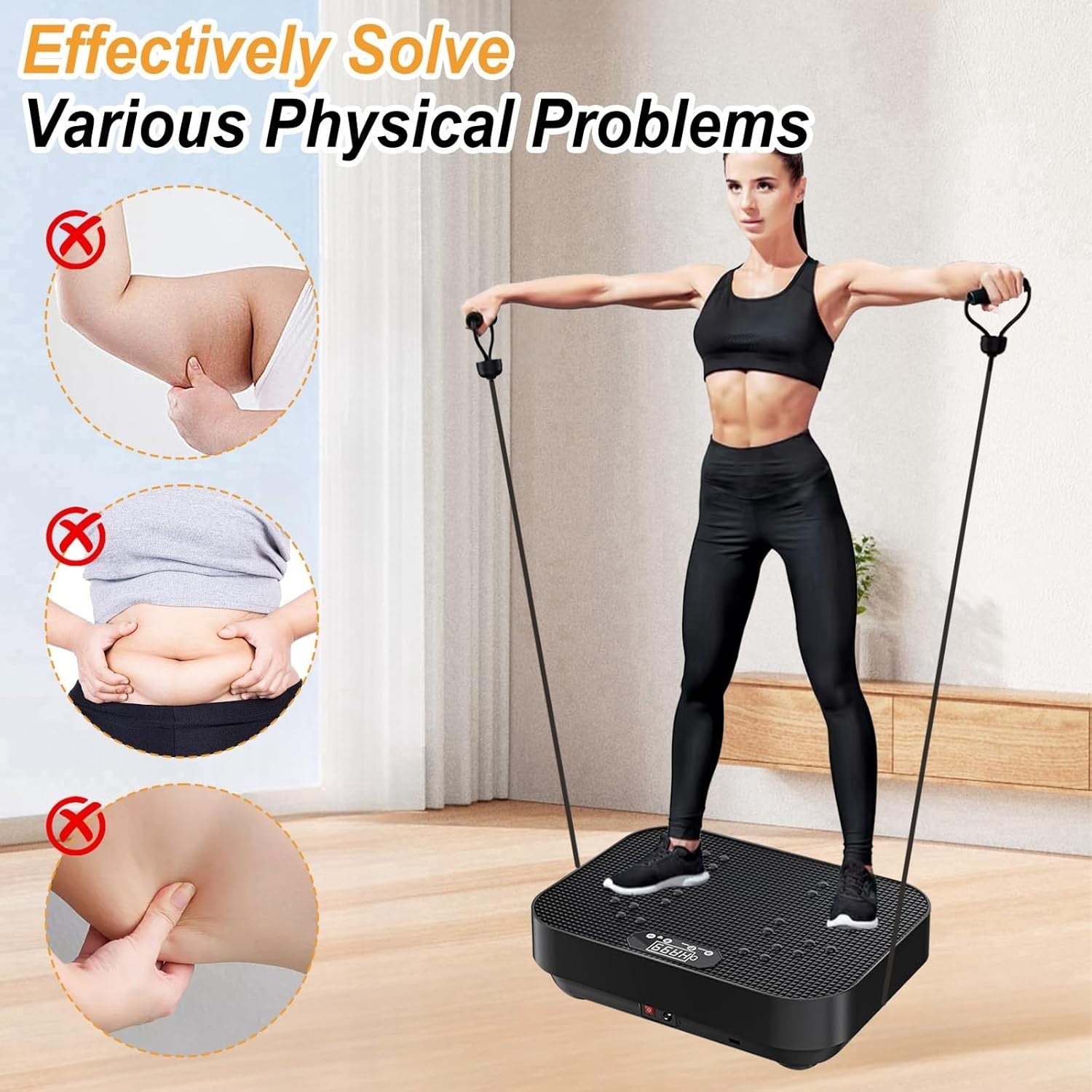 Black Vibration Plate Exercise Machine Weight Loss Lymphatic Drainage 99 Speeds