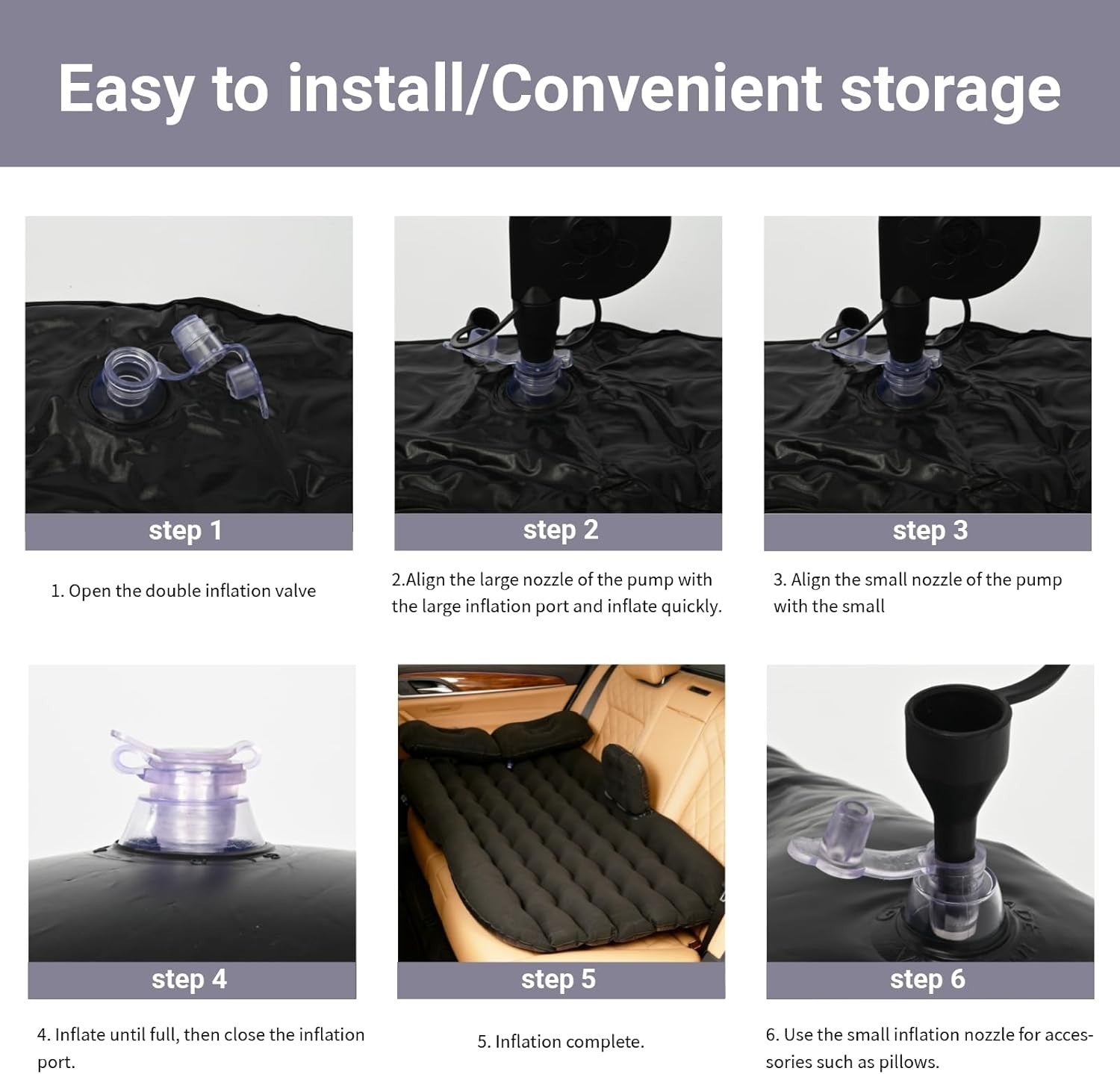 Inflatable Car Air Mattress – Portable Back Seat Bed with Pump & Pillow
