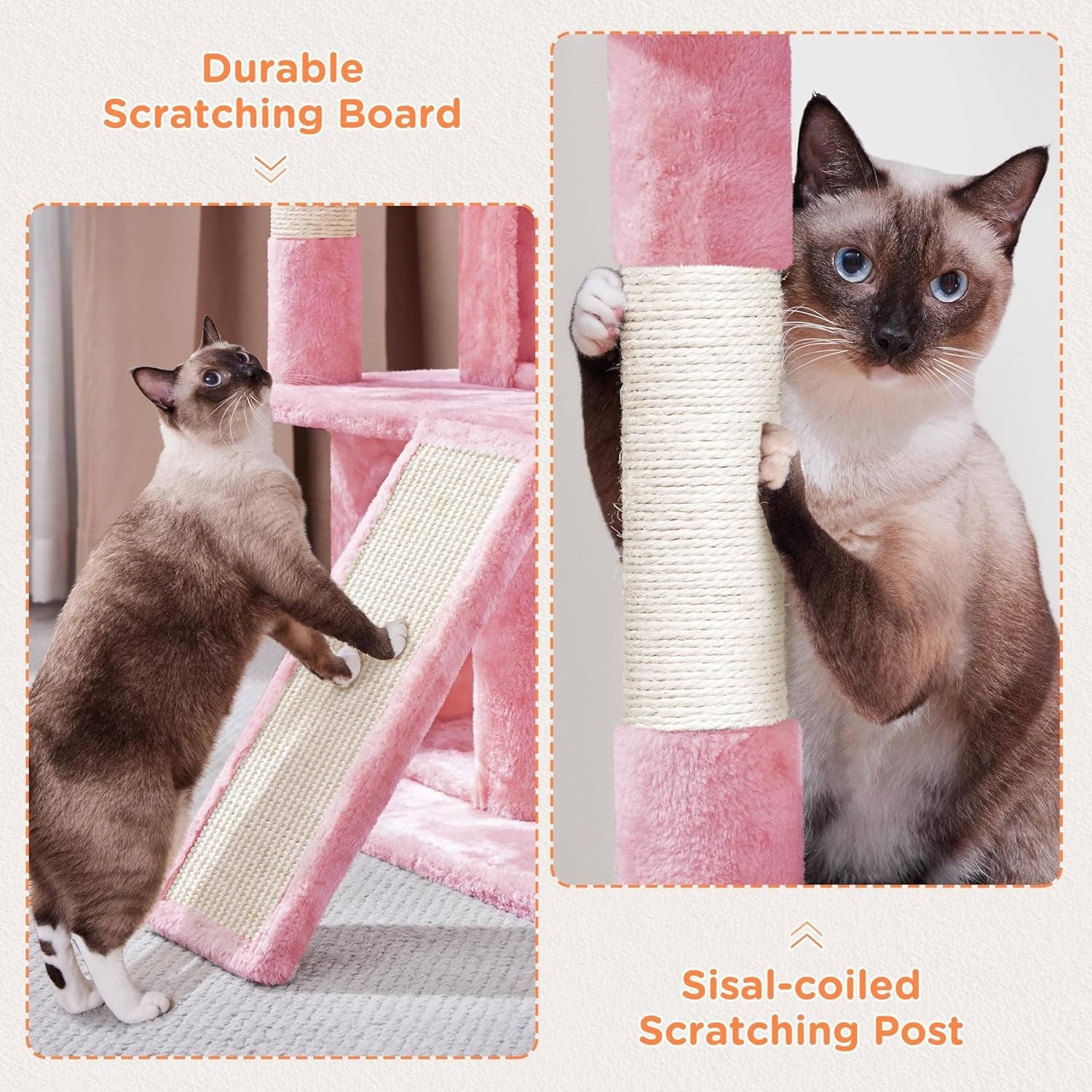92cm Cat Tree Tower Multi Level Double Condo Scratching Post Pink