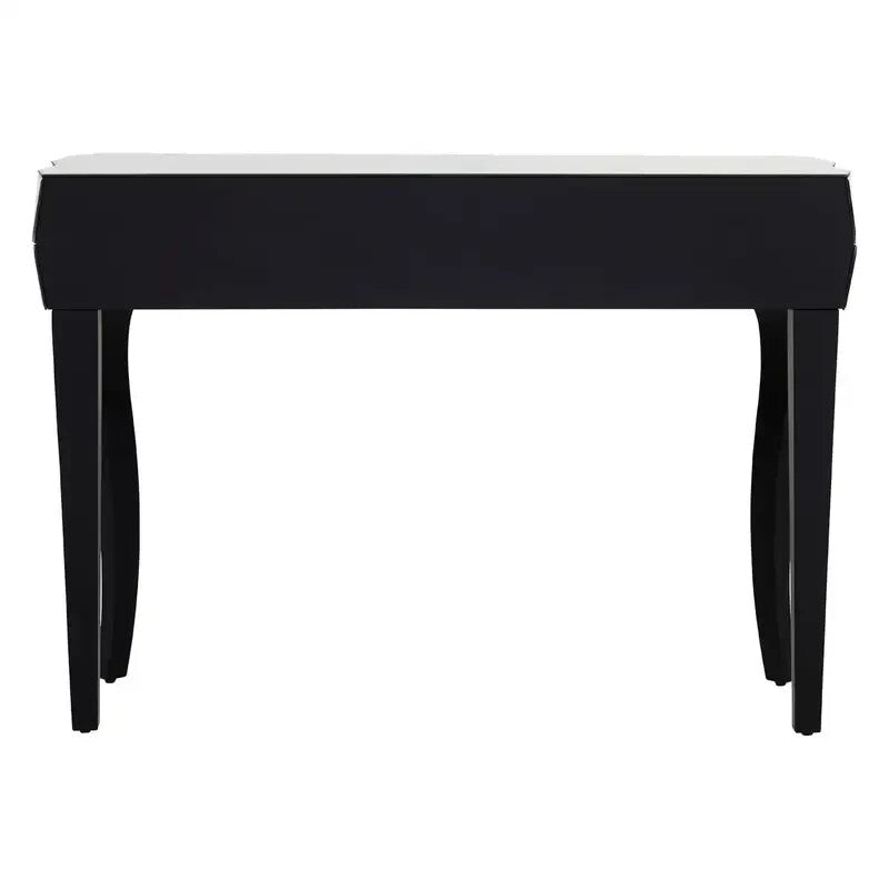Luxury 3D Mirrored Console Table – Black Legs Glass Hallway Sideboard