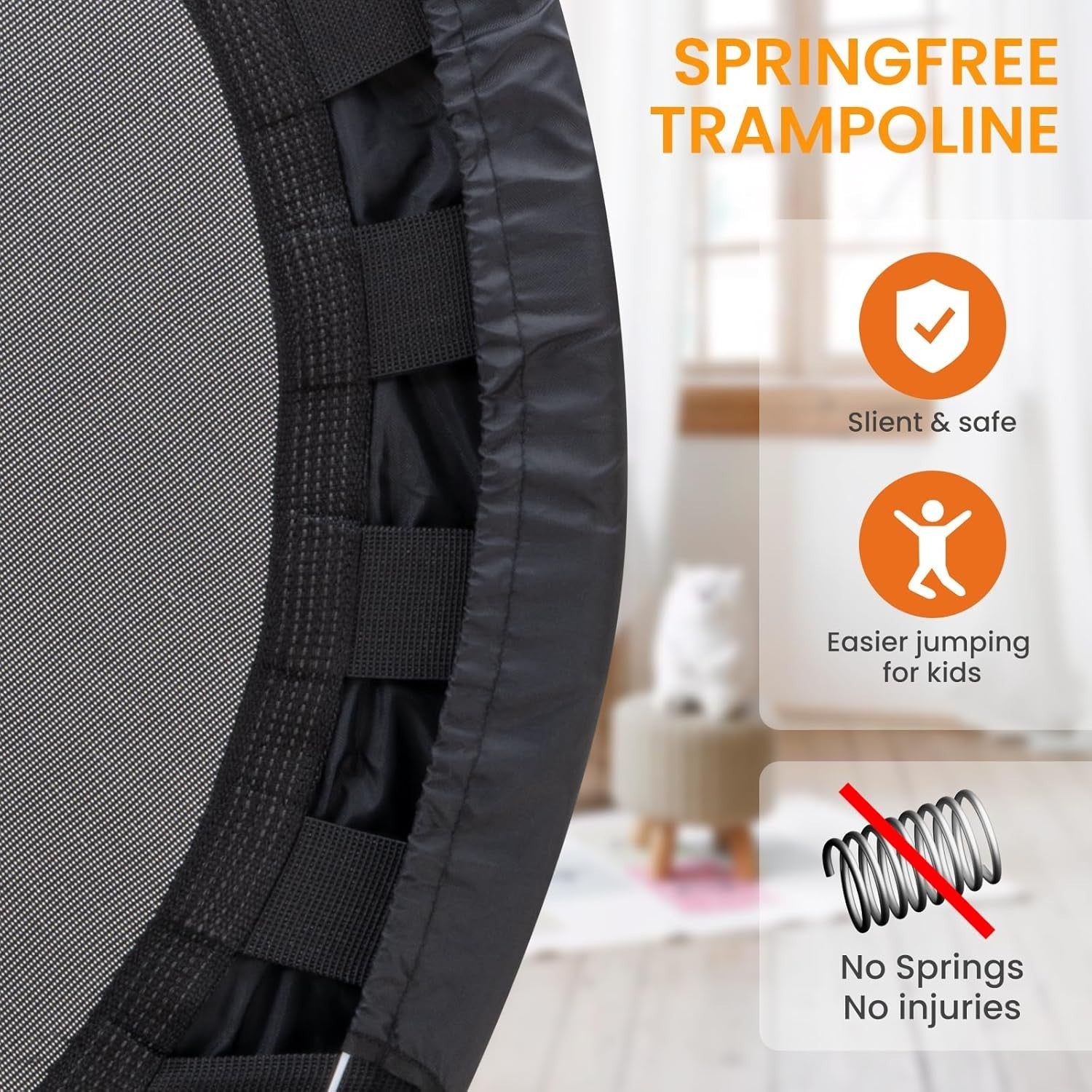 36” Foldable Toddler Mini Trampoline Quiet Indoor Outdoor w Foam Handle