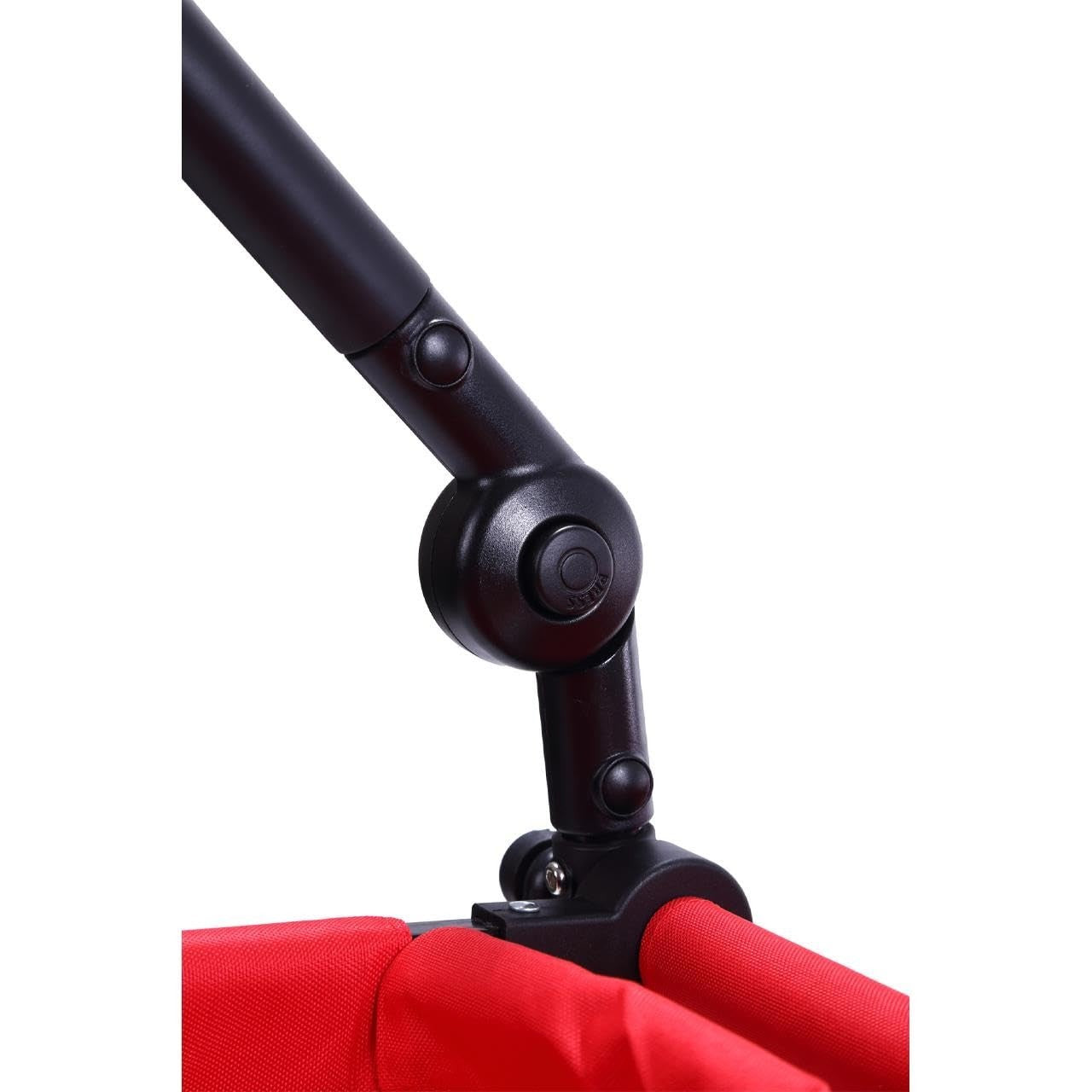 Red Kids Folding Stroller Wagon Push Pull Cart w/ Canopy & Dual Brakes
