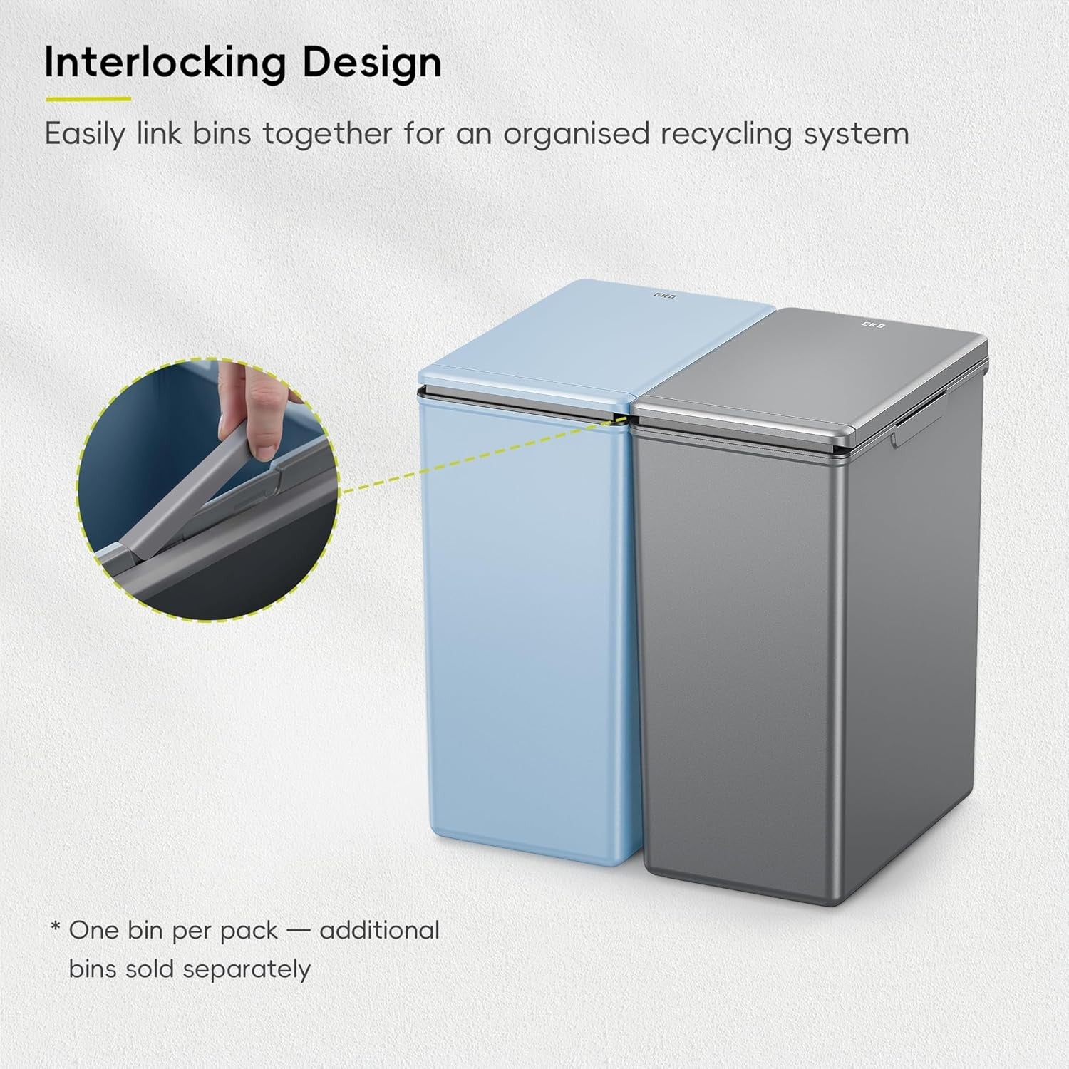 Slim 20L Kitchen Recycling Bin Touch-Top Lid Plastic Waste Sorter