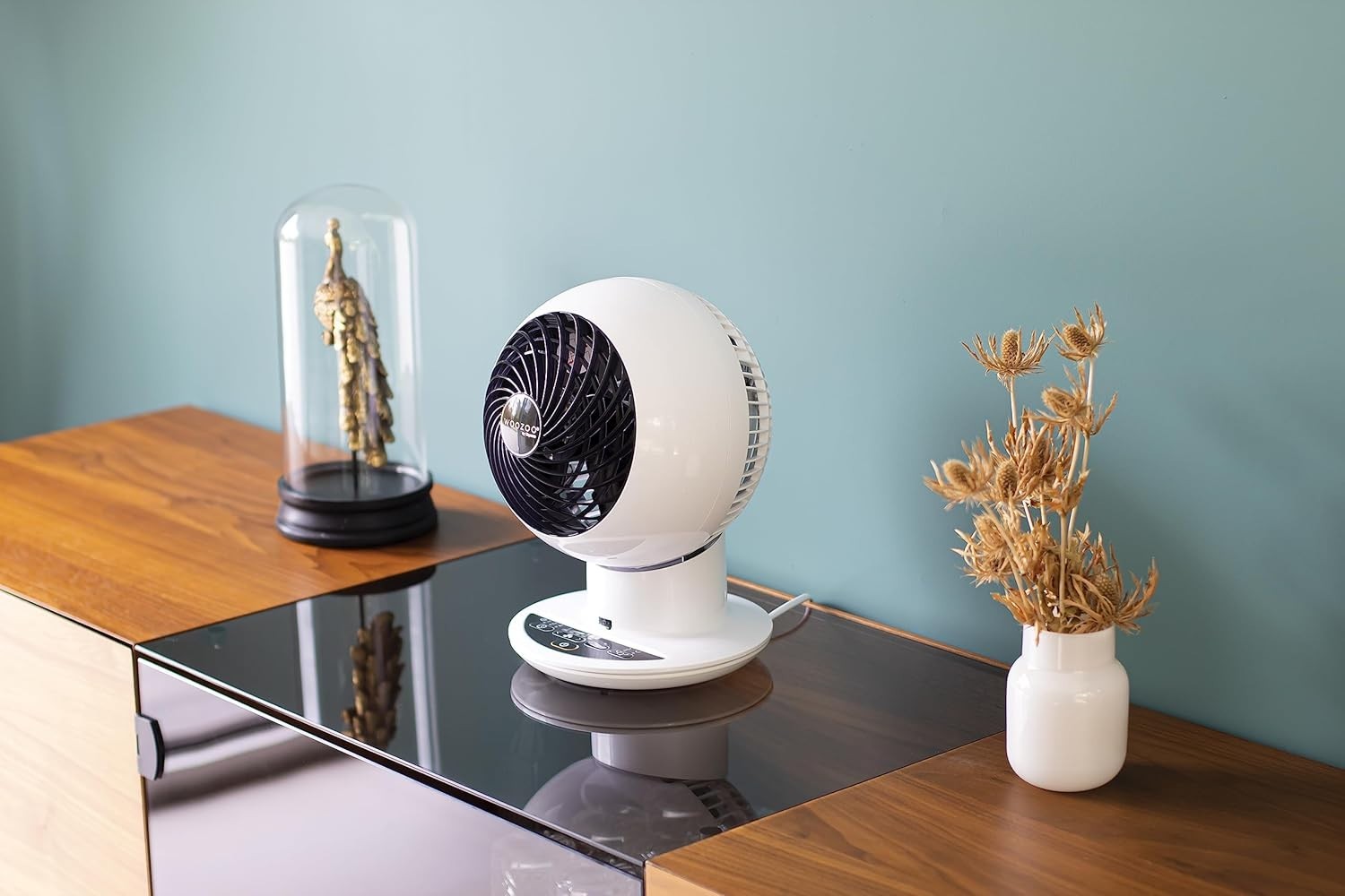 Compact Table Fan 30m² Quiet Remote Control Oscillating Air Circulator 5-Speed