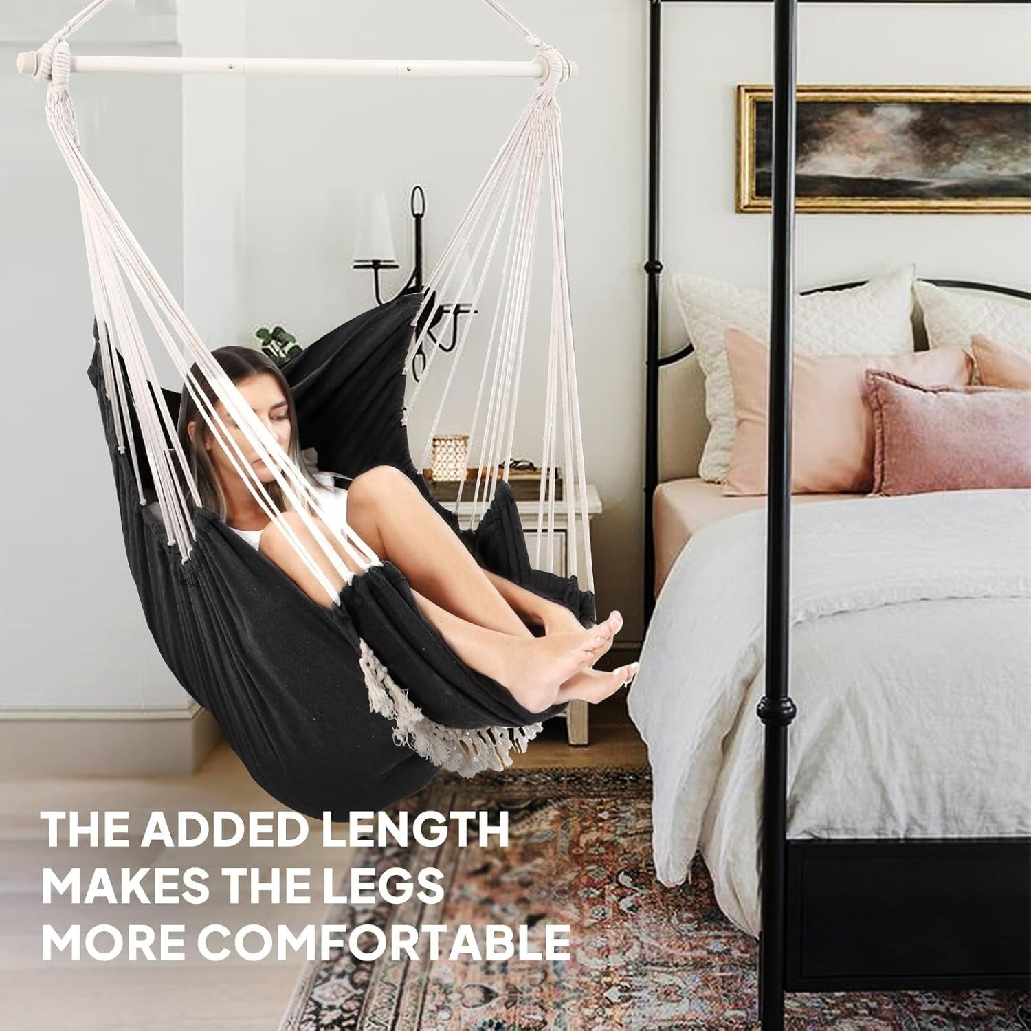 Hammock Chair with Footrest & 2 Cushions | 550lbs Heavy Duty Indoor Outdoor