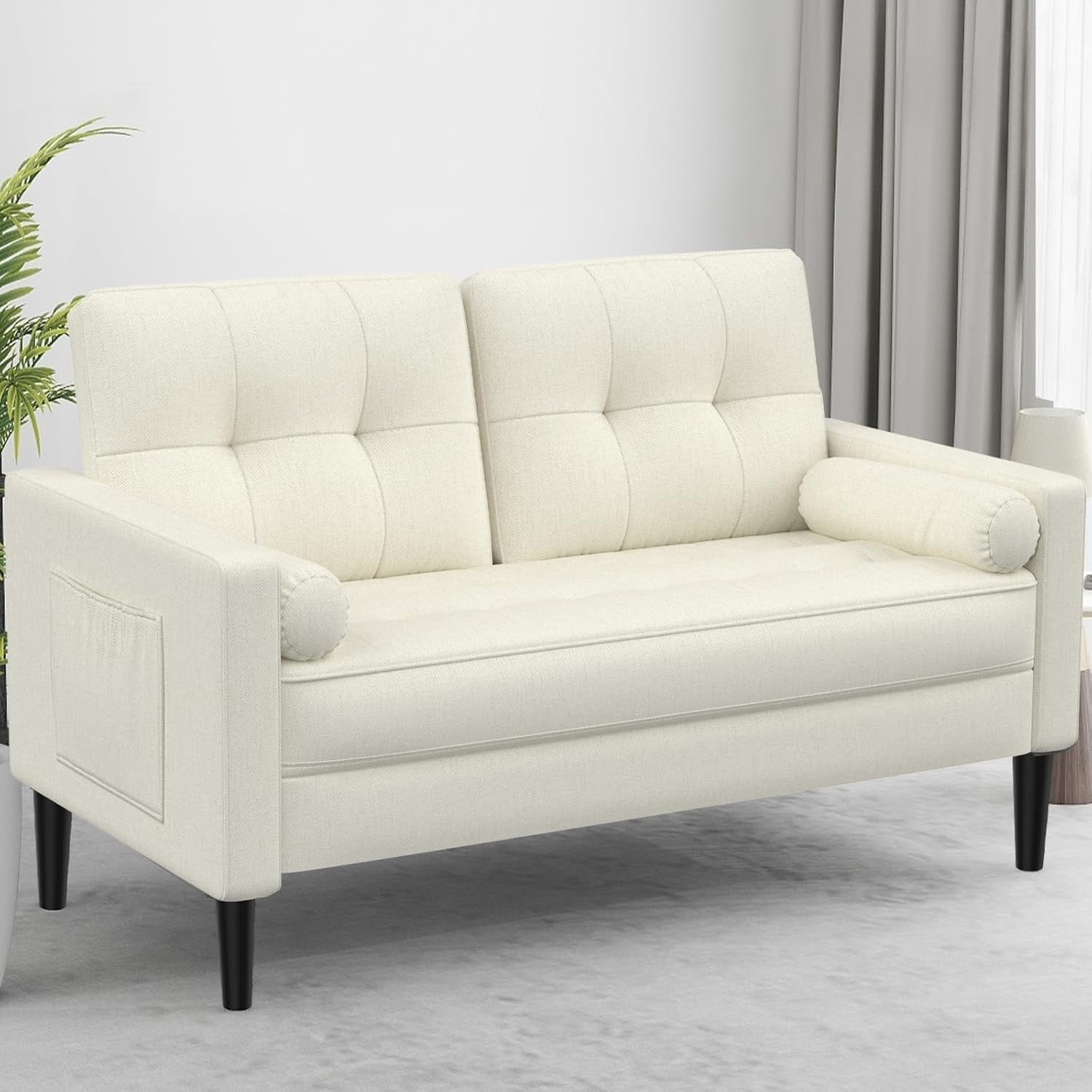 2 Seater Sofa Bed Beige | Comfy Small Couch for Lounge, Flat, Bedroom