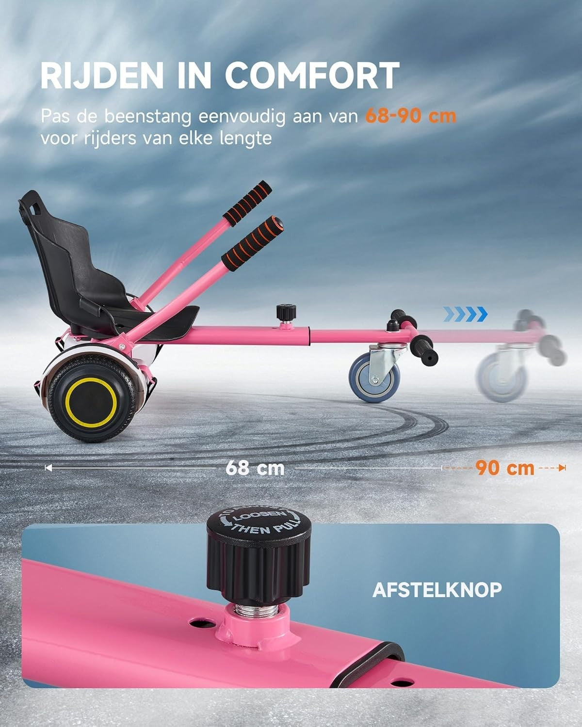 Hoverkart Attachment Seat for 6.5 8 10 Inch Hoverboard Adjustable Pink
