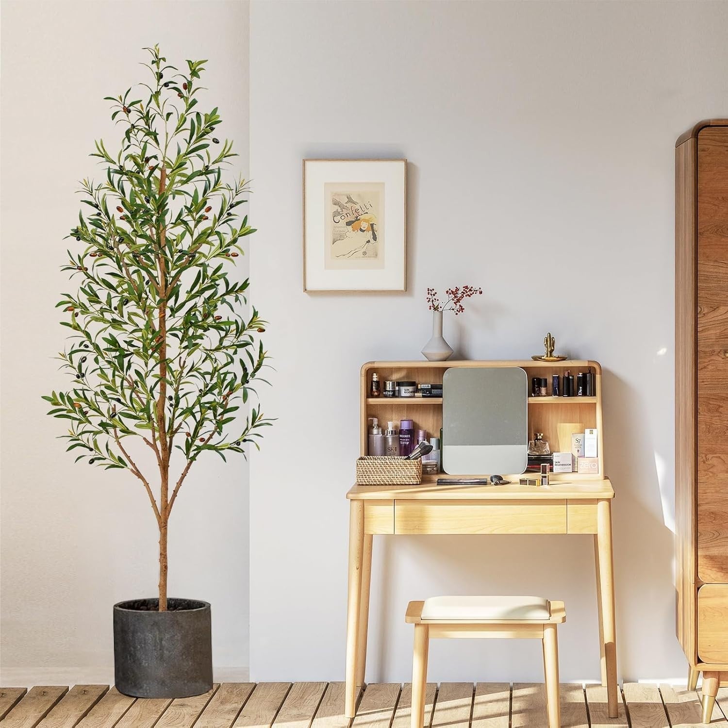 7-ft Artificial Olive Tree 210cm Potted Faux Olive Plant with Fruits Home Decor