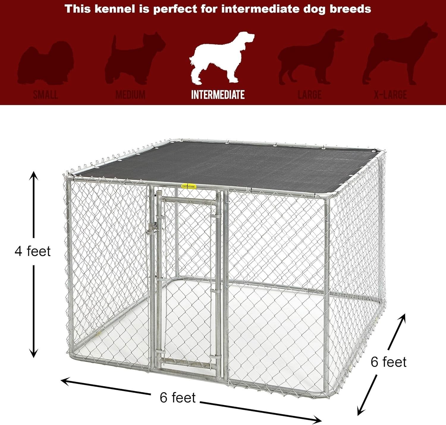 Large Outdoor Chain Link Dog Kennel 6x6ft | Heavy Duty with UV Sunshade