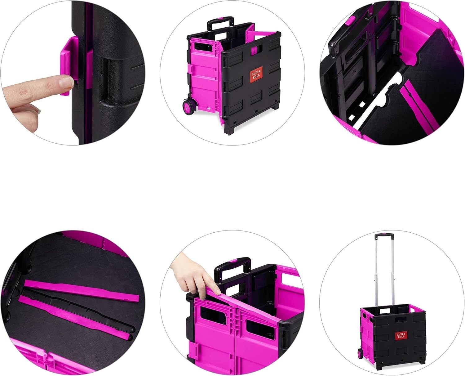 Blue/Black Foldable 50L Shopping Trolley – Telescopic Handle & Lid