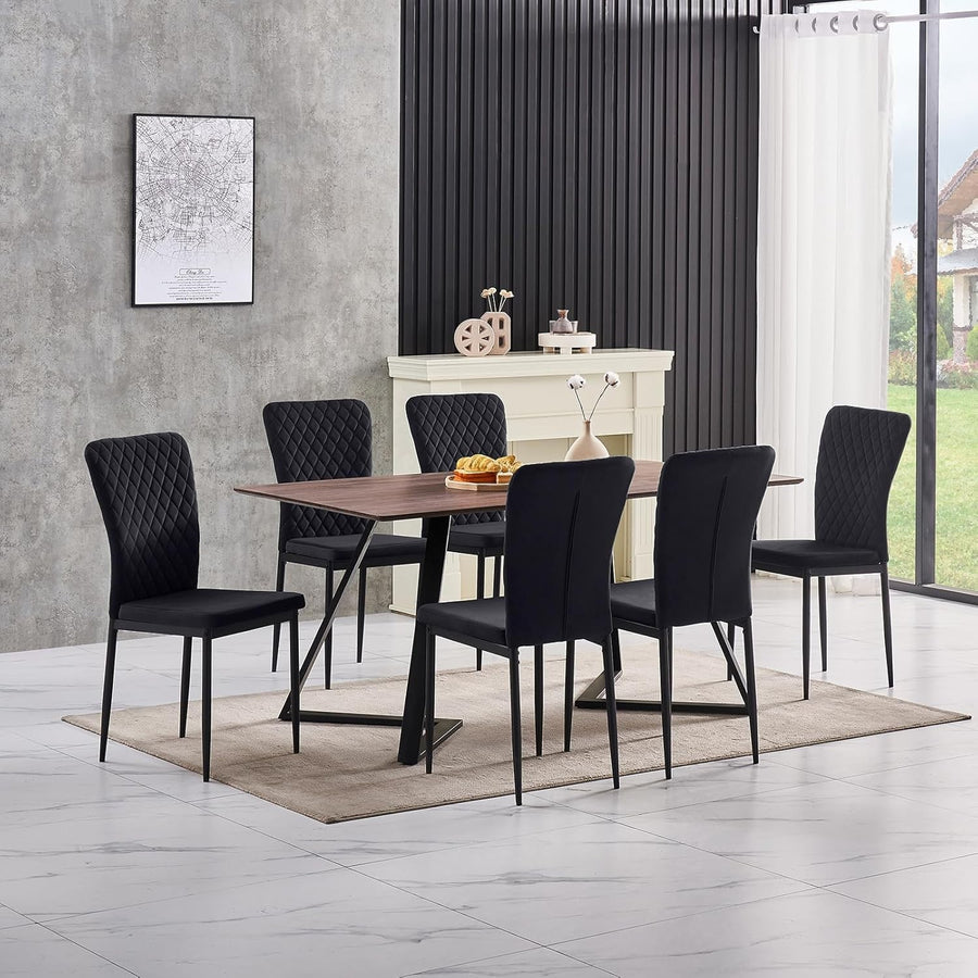 Modern Velvet Dining Chairs Set of 6 | High Back Comfort | Oak Frame Kitchen