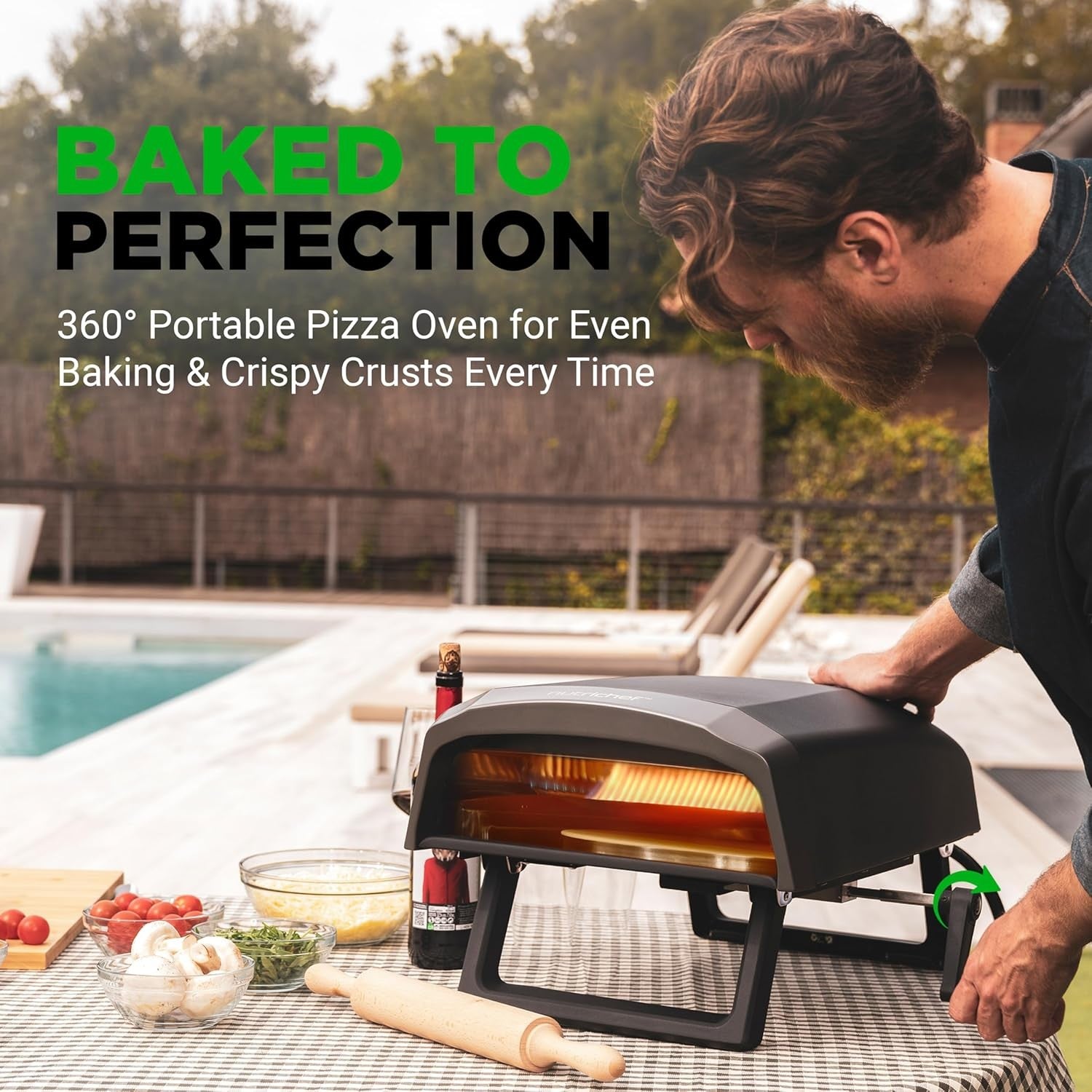 12" Outdoor Parties Gas Pizza Oven 500°C Rotating Stainless Steel BBQ Grill
