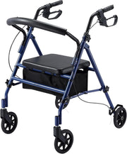 Lightweight Folding Rollator Walker with Seat 4 Wheels Adjustable Brakes
