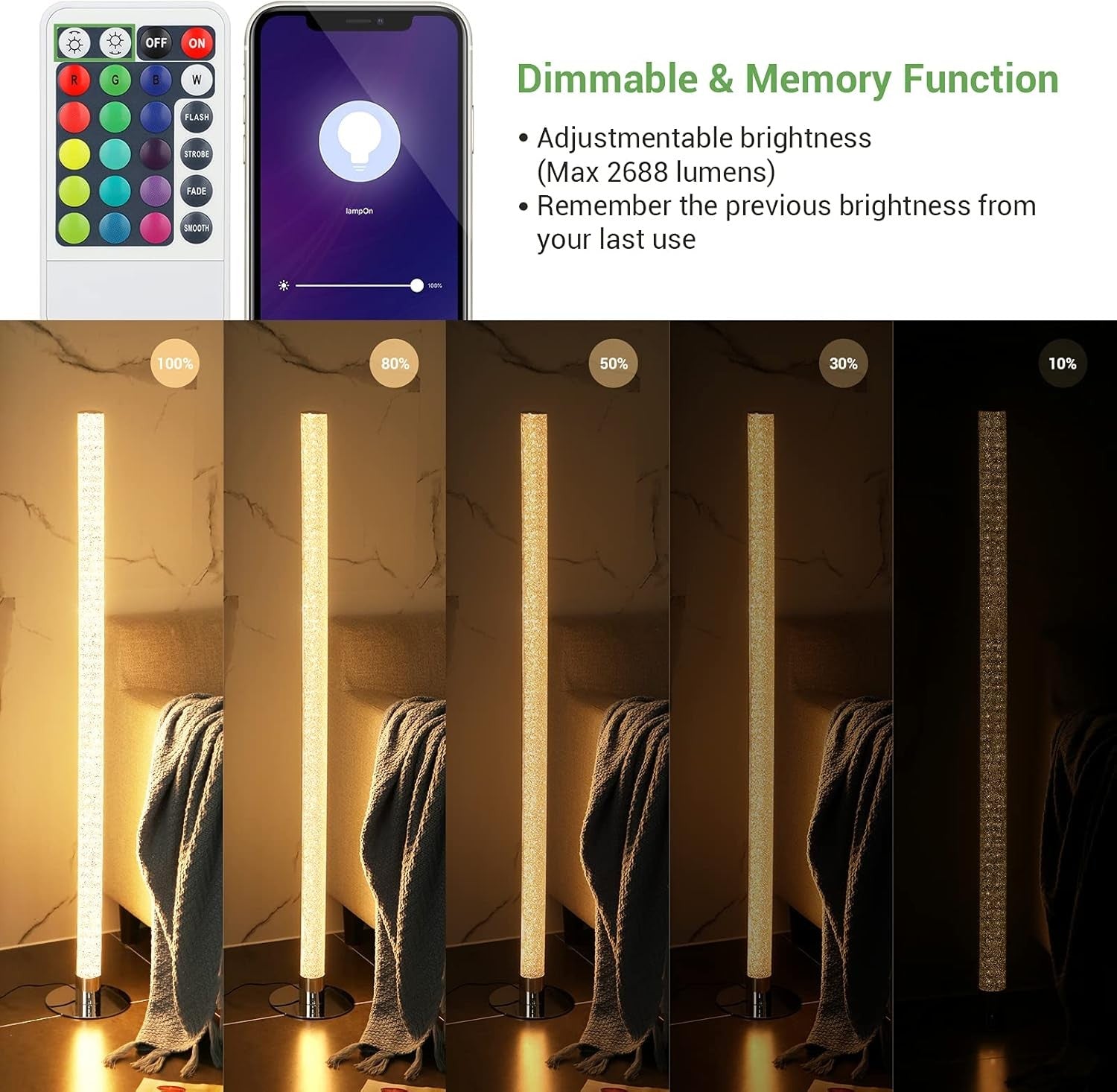 Smart RGB Floor Lamp WiFi App Control Dimmable LED Standing Corner Light