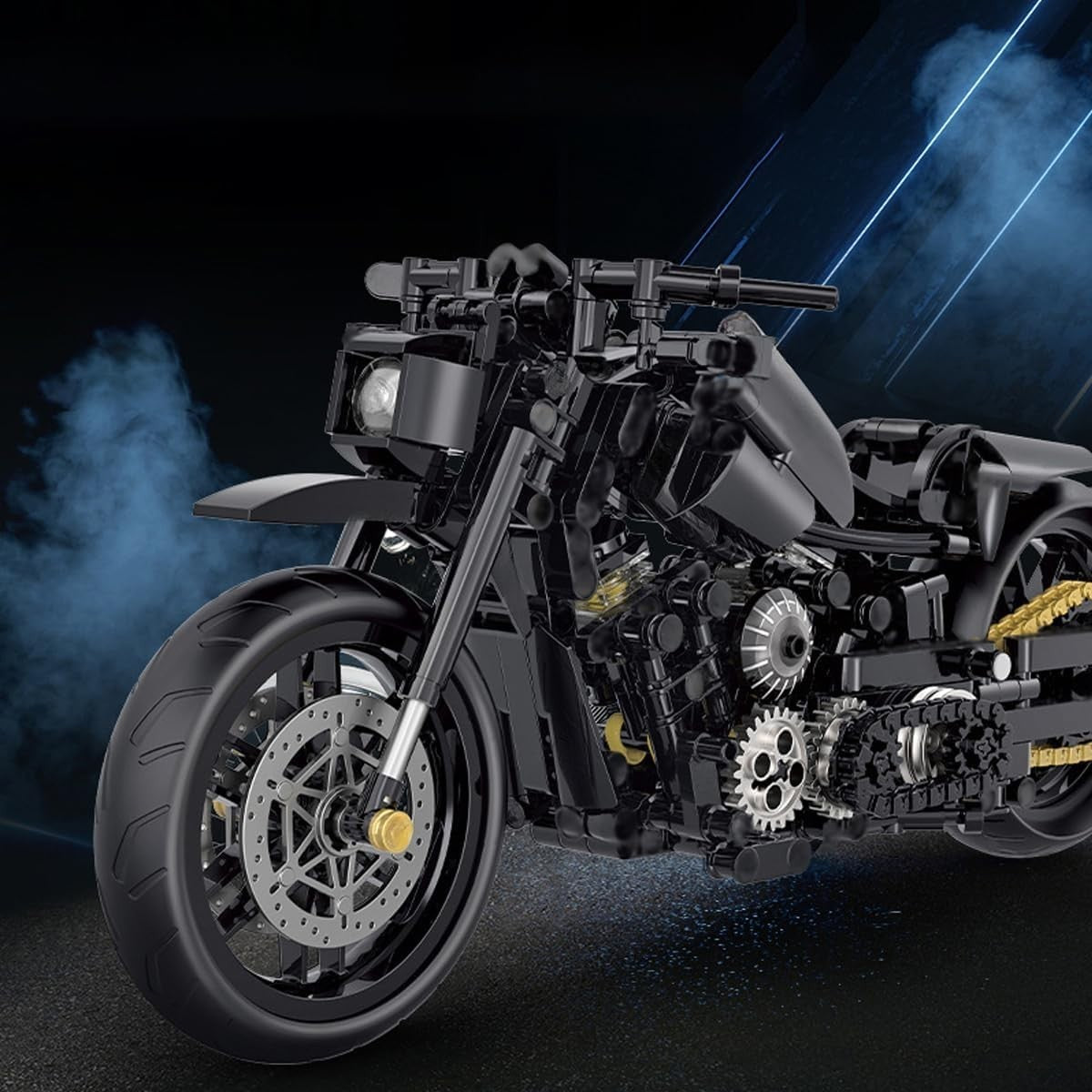 Motorcycle Building Kit 586 PCS, Realistic Black Superbike Model, Fun for All Ag