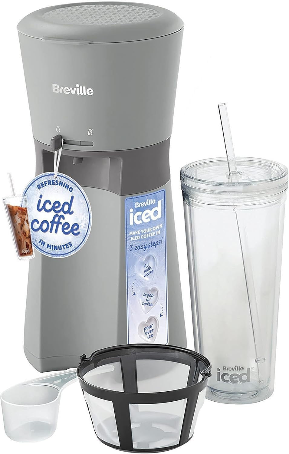 Iced Coffee Maker Single Serve Cold Brew Machine w/ Tumbler 625ml