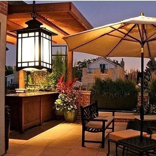 Chinese Square Glass Lantern – IP65 Outdoor Hanging Ceiling Light (30×23 cm)