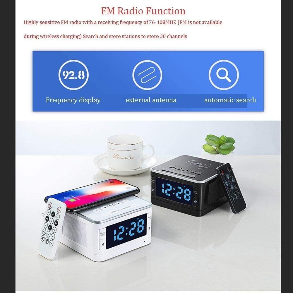 Digital Alarm Clock FM Radio Dual Alarm Wireless Charging USB Bedside