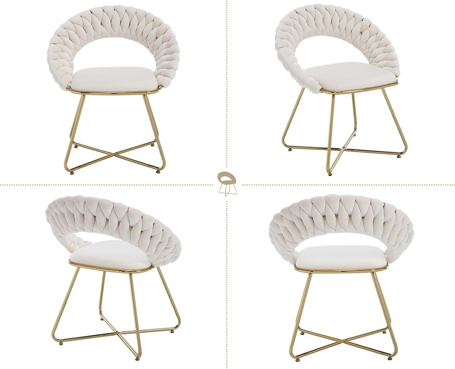 Beige Velvet Tub Chairs Set of 2 – Modern Accent Lounge Chairs with Gold Legs