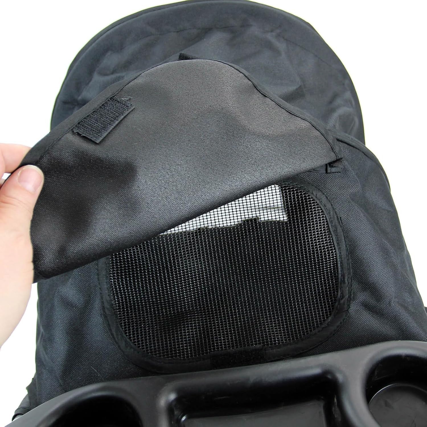 Pet Travel Stroller Dog Cat Pushchair Foldable Swivel Wheels 15kg Black