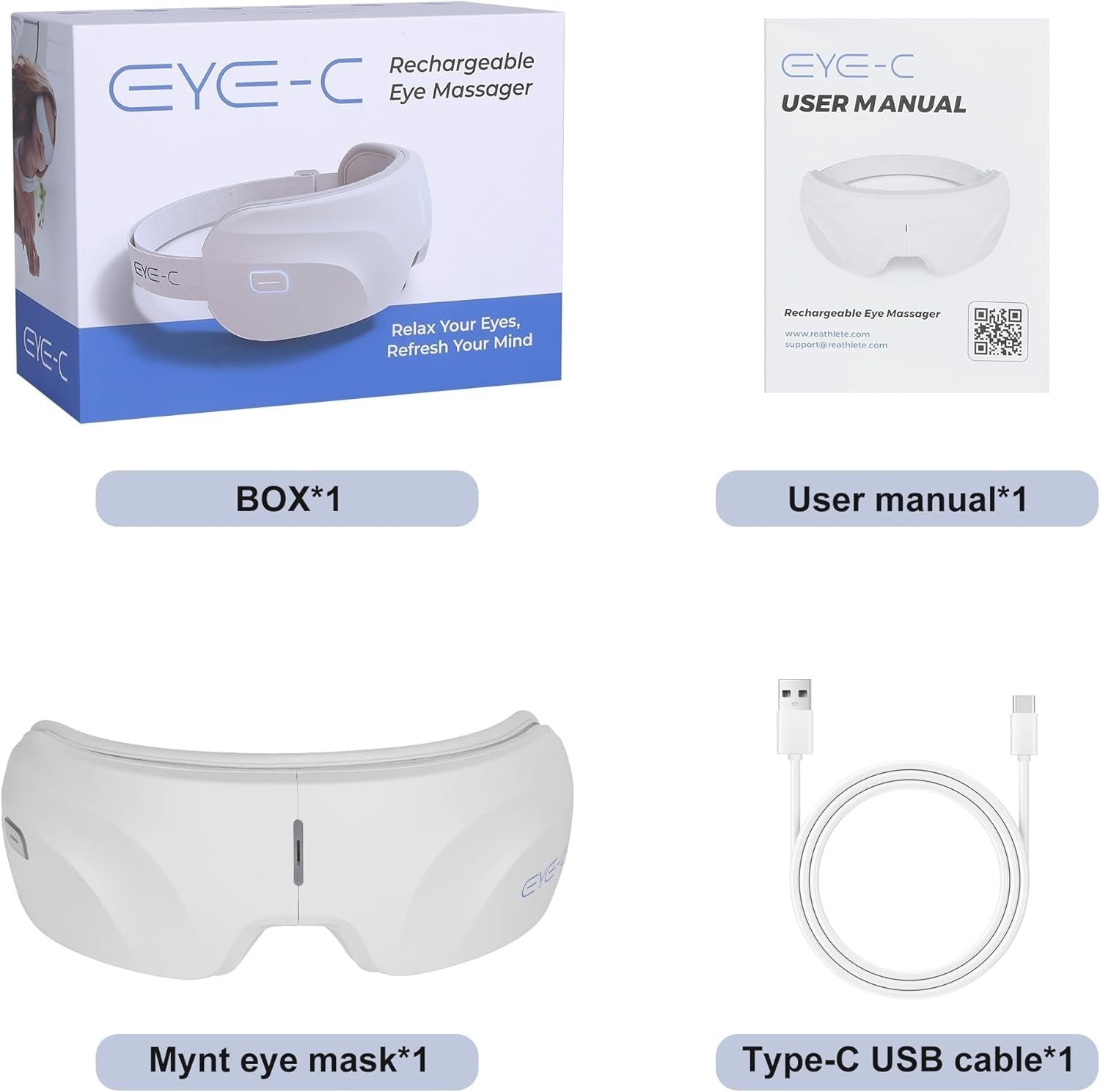 Rechargeable Heated Eye Massager Foldable Vibration