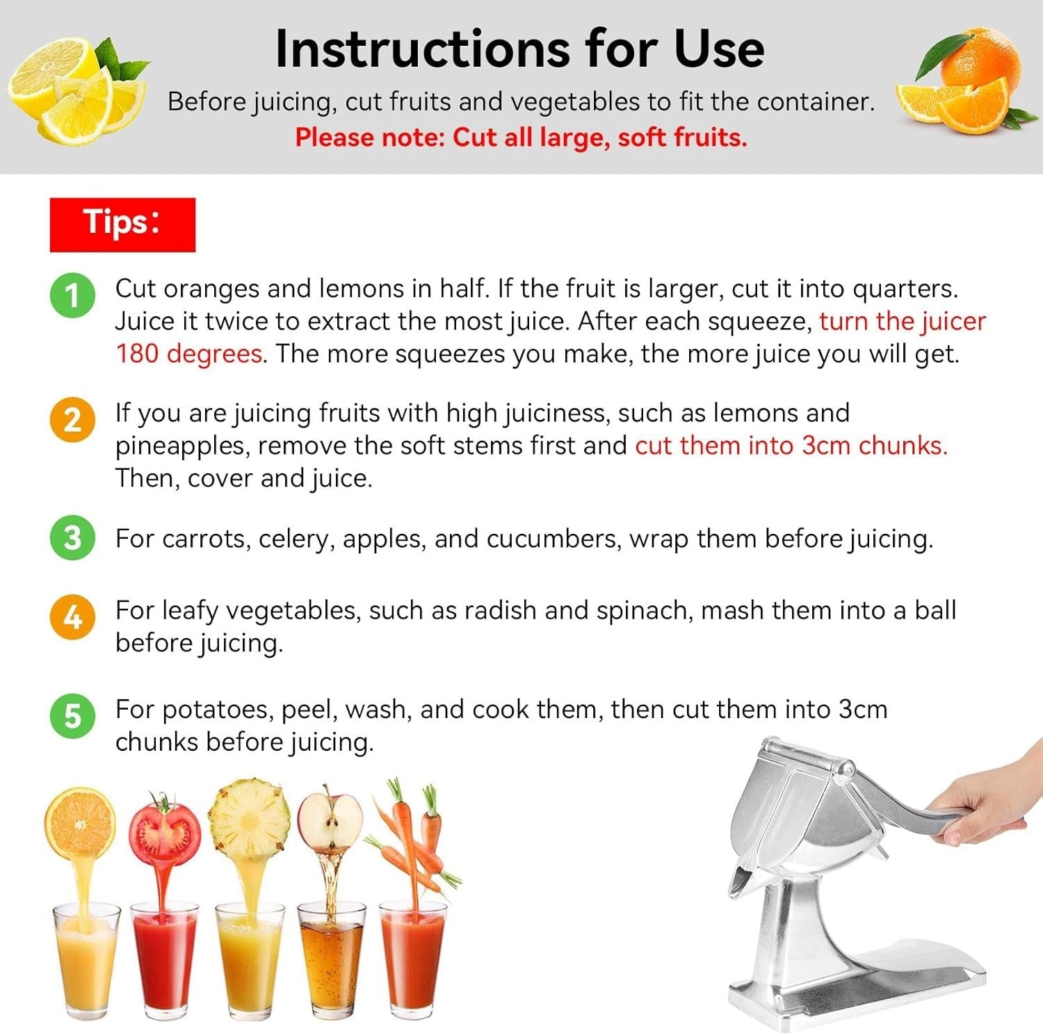 Manual Citrus Juicer Hand Press Aluminum Lemon Orange Lime Squeezer