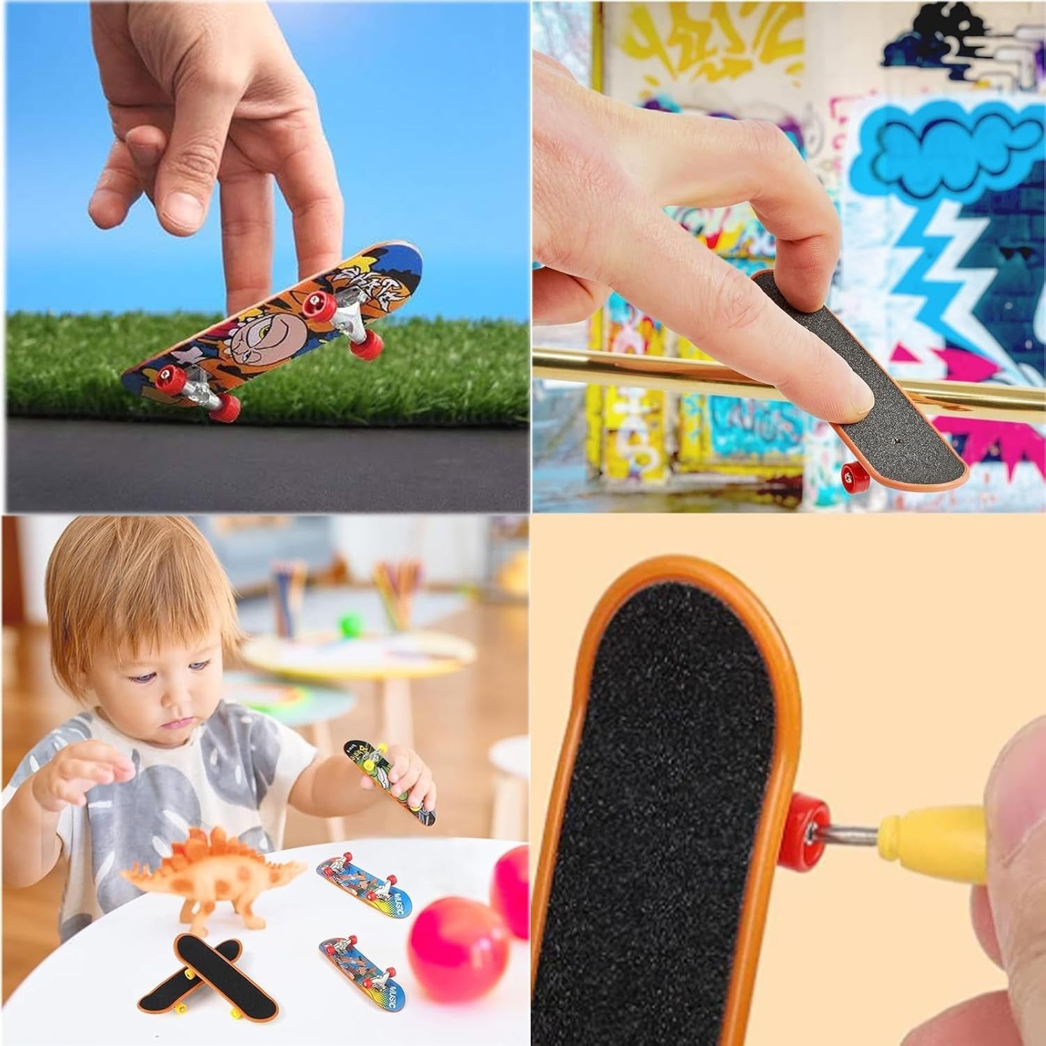 20PCS Mini Finger Skateboards Set, Pocket Fingerboards Toys for Kids Gifts