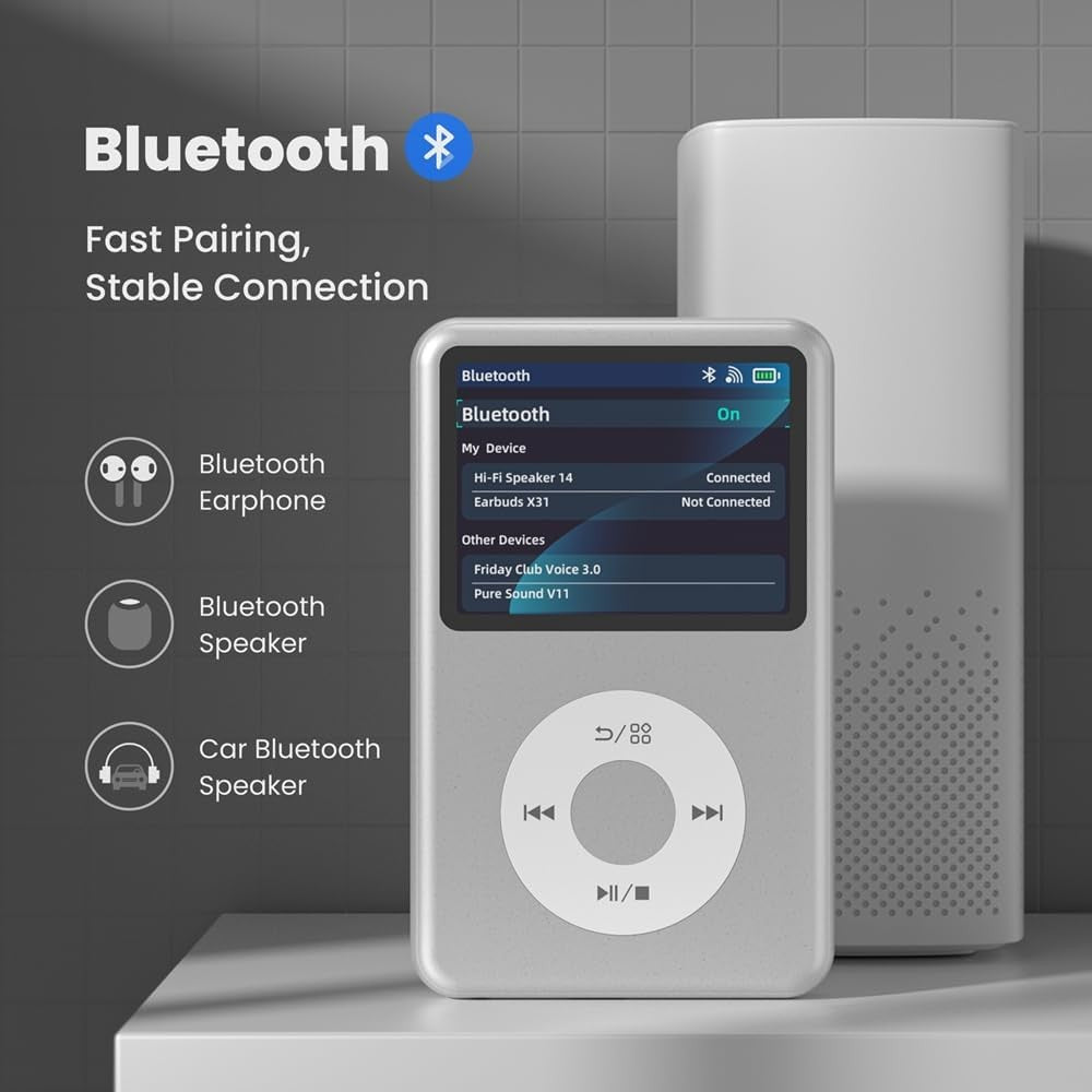 Bluetooth MP3 Player FM Radio Video E-Book Silver