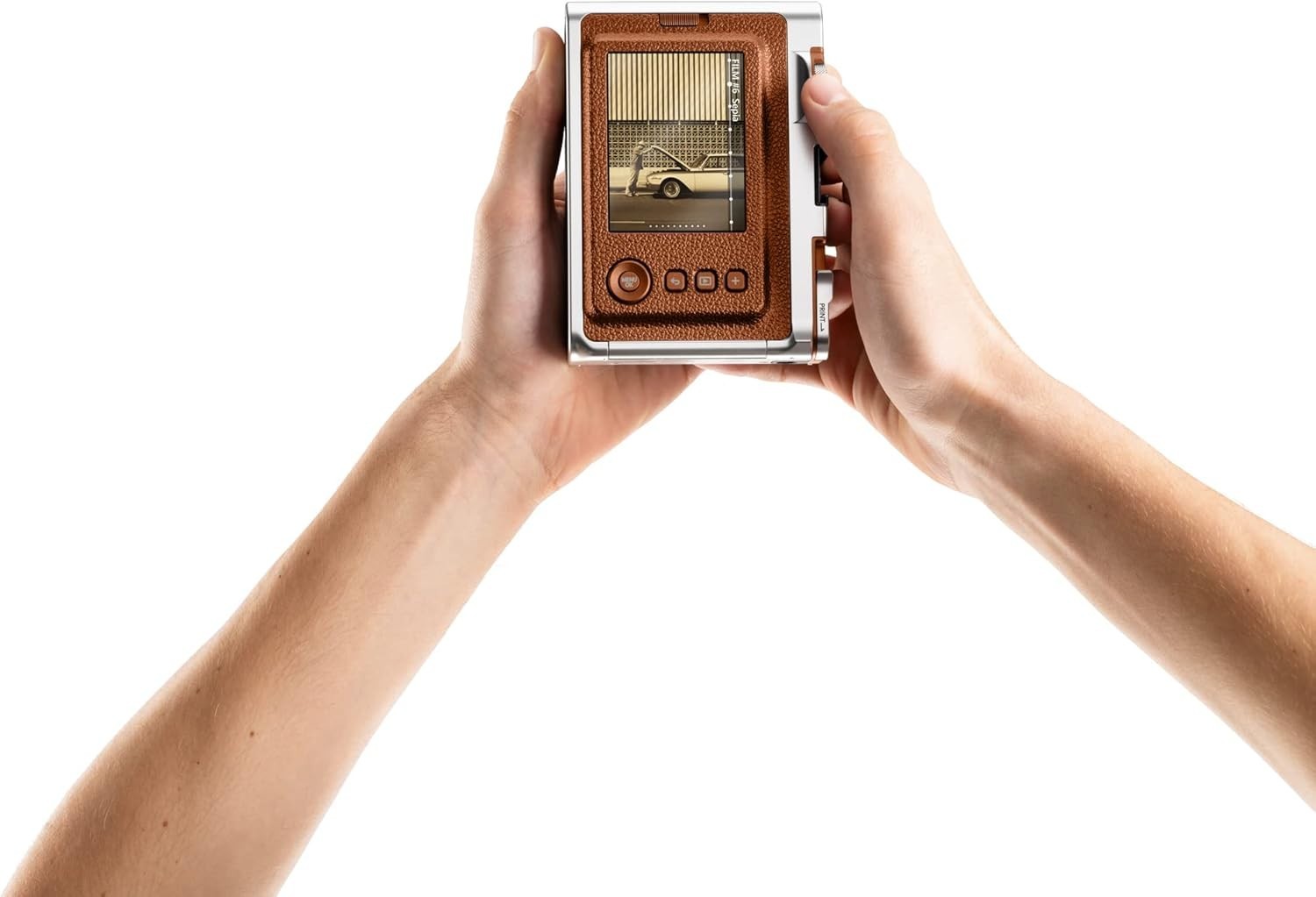Hybrid Instant Camera Printer Brown Bluetooth LCD Screen 100 Effects