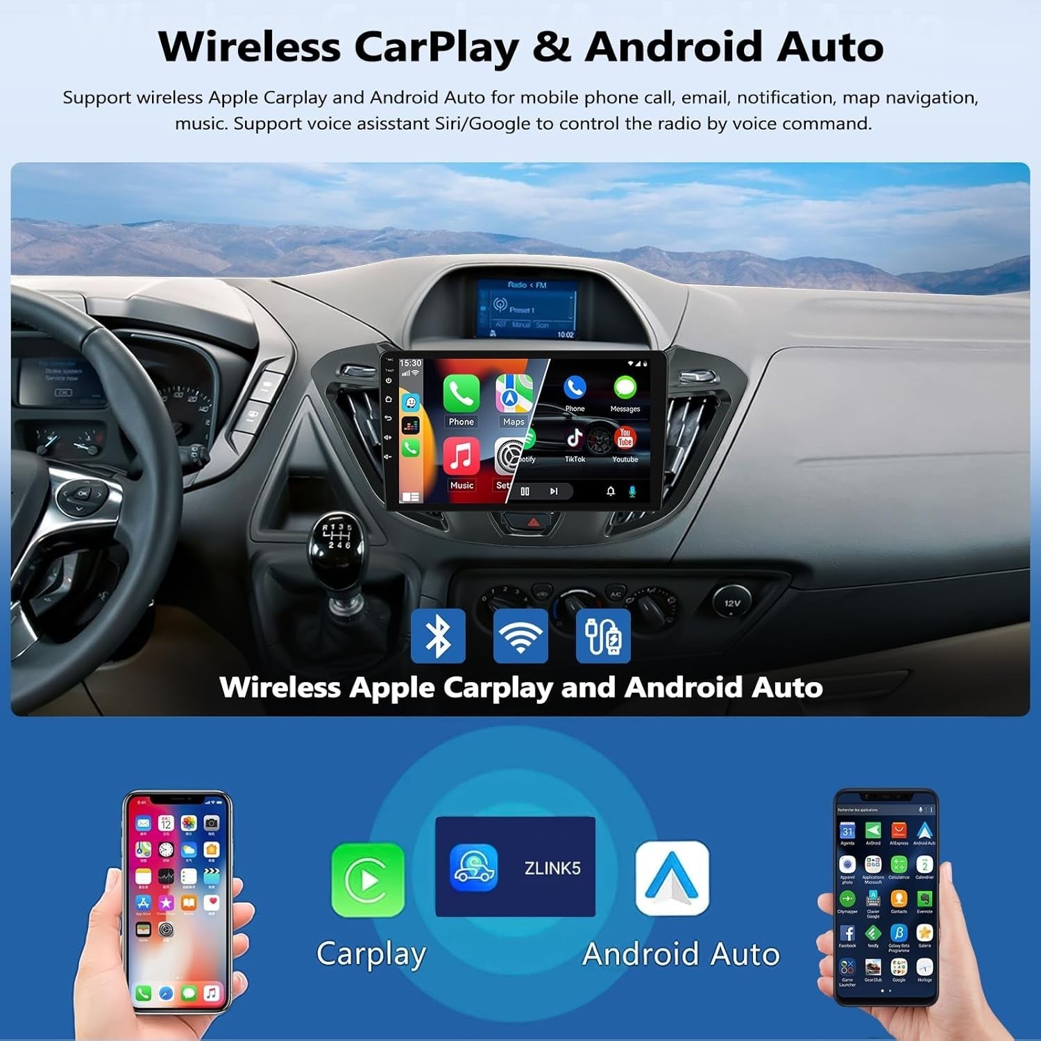9" Android 15 Car Stereo Ford Transit Tourneo 2013-2017 GPS WiFi
