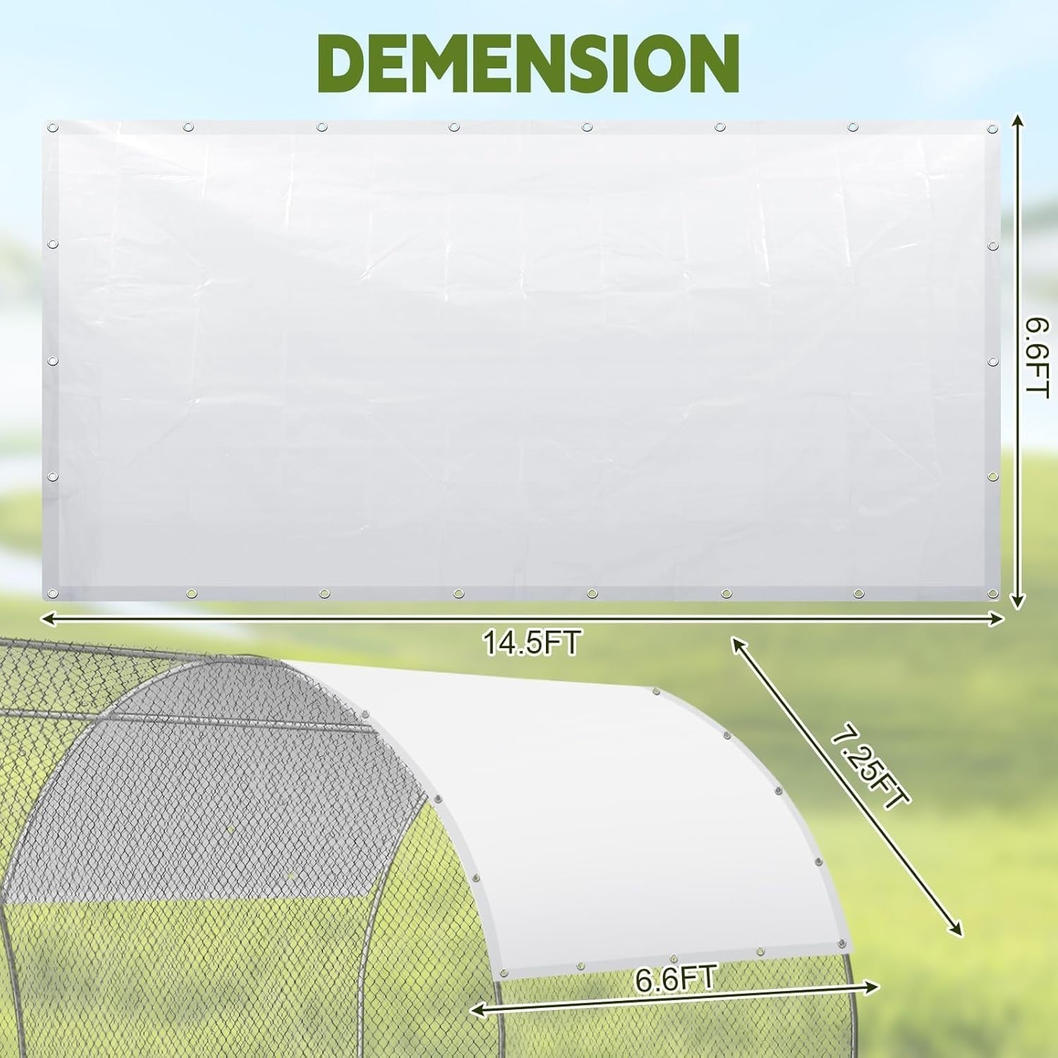 14.5x6.6FT Chicken Coop Cover 2 Pack Waterproof PE