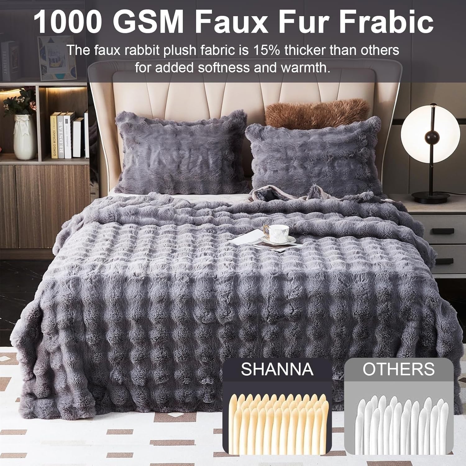 Luxury Thick Plush Fleece Throw Blanket Soft Warm Sofa Bed Dark Grey 100x160cm