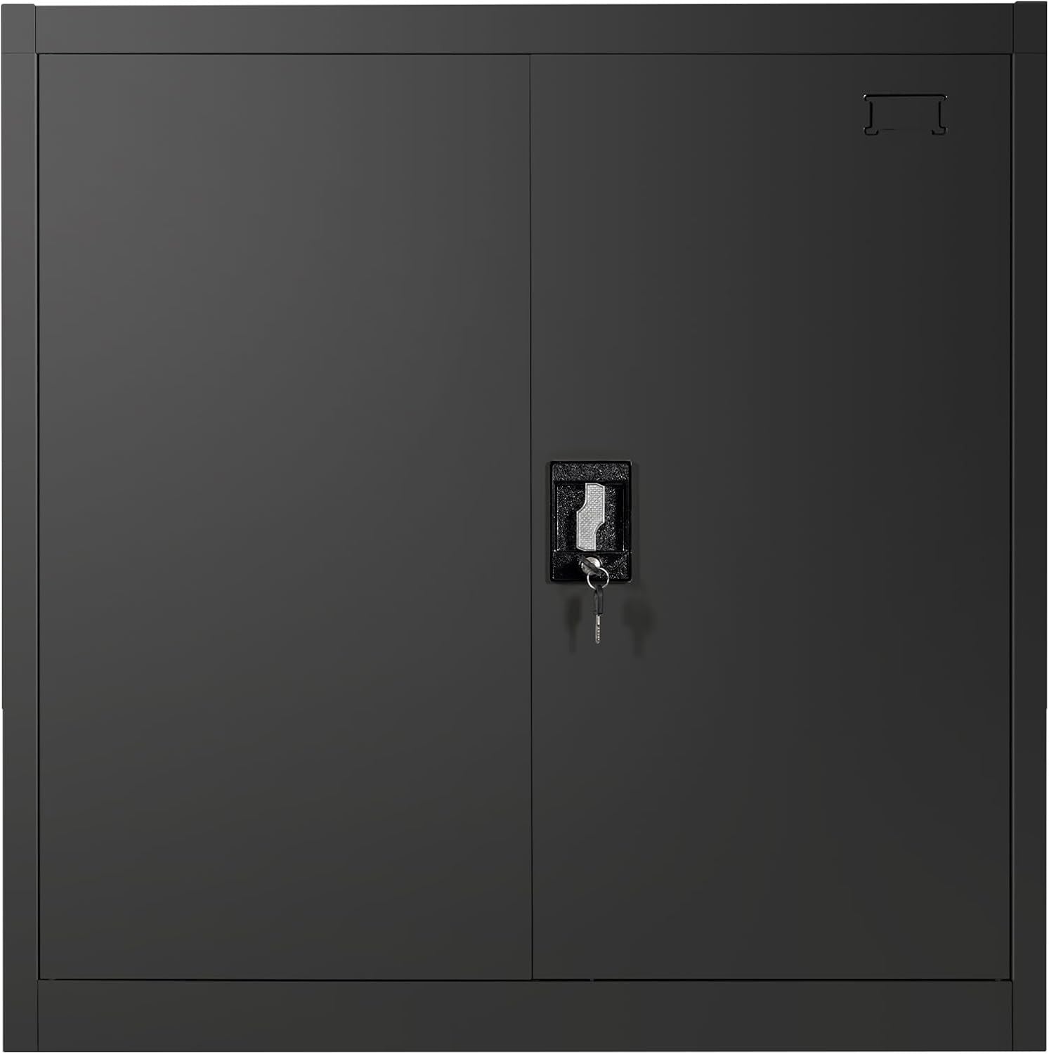 Metal Storage Cabinet Black Lockable Cupboard 2 Door Adjustable Shelves 90cm