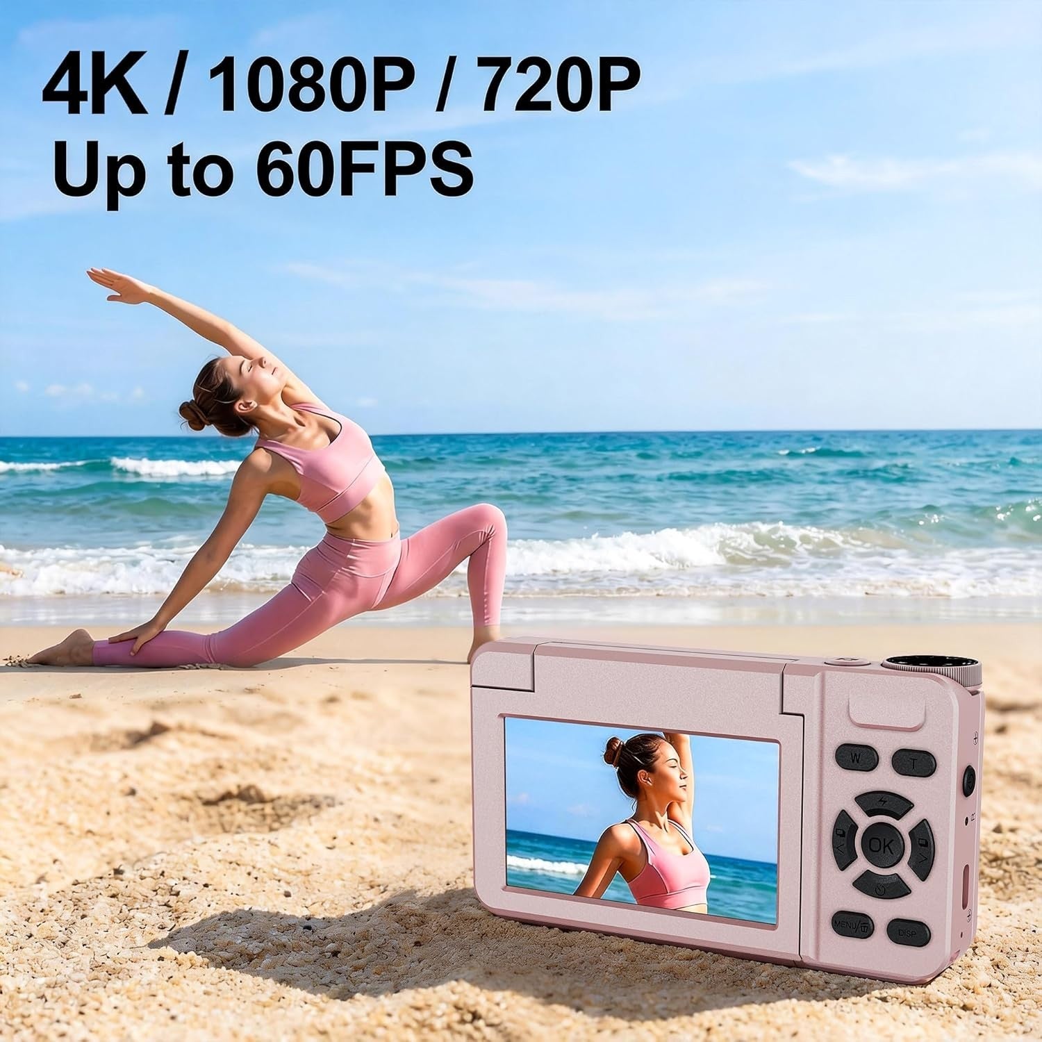4K 64MP Digital Camera Flip Screen Autofocus Vlogging Camera 32GB