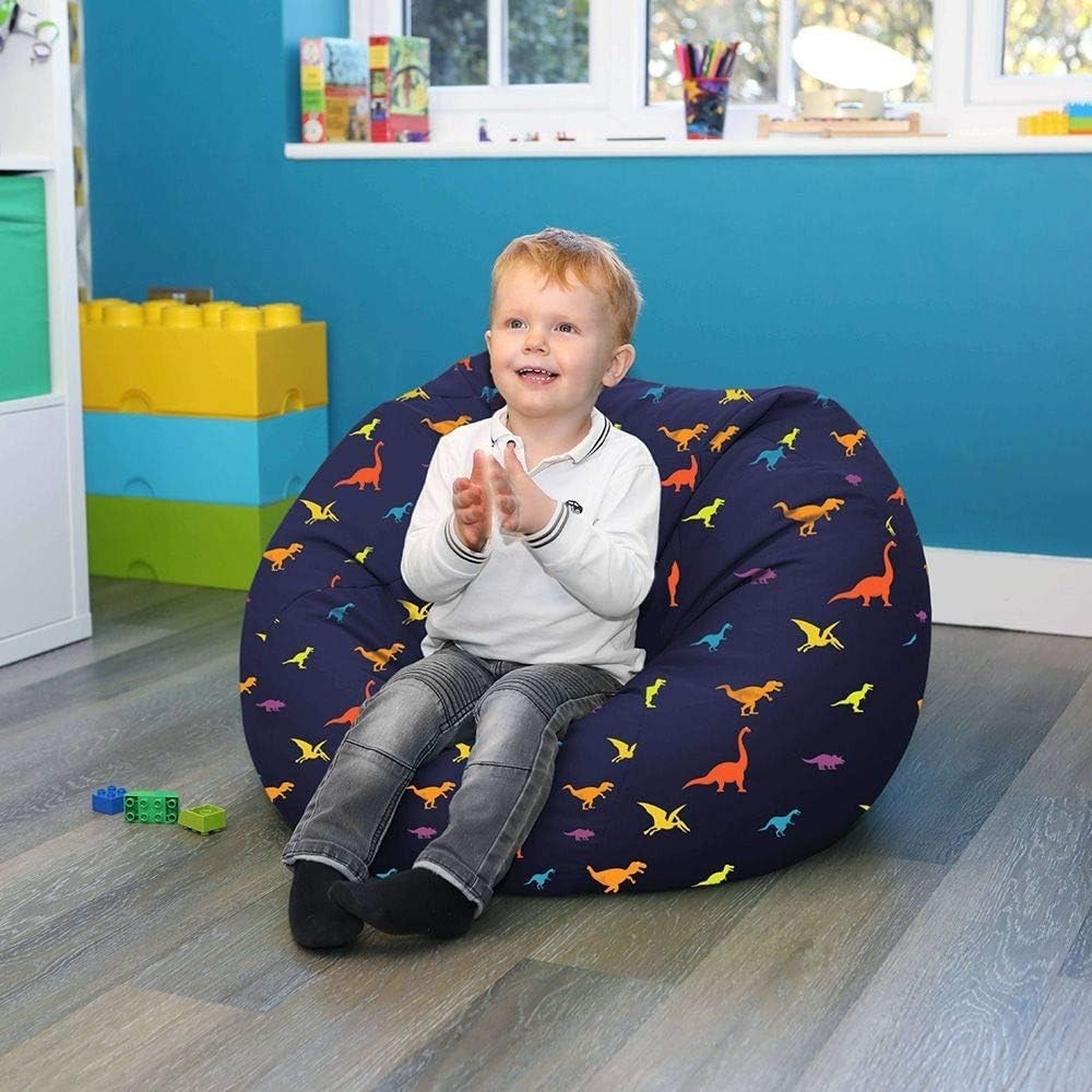Kids Dinosaur Bean Bag Chair with Footstool Toddler Seat Soft Durable Playroom