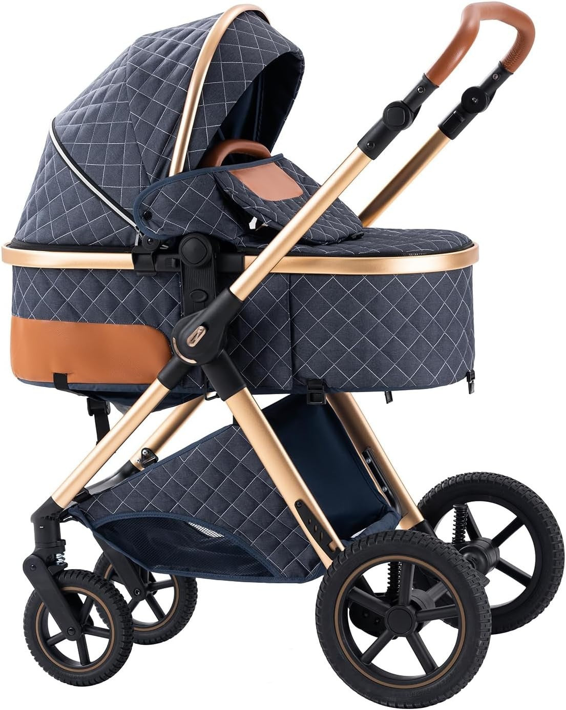 3-in-1 Baby Pram Pushchair Foldable Aluminium Stroller Travel System Blue