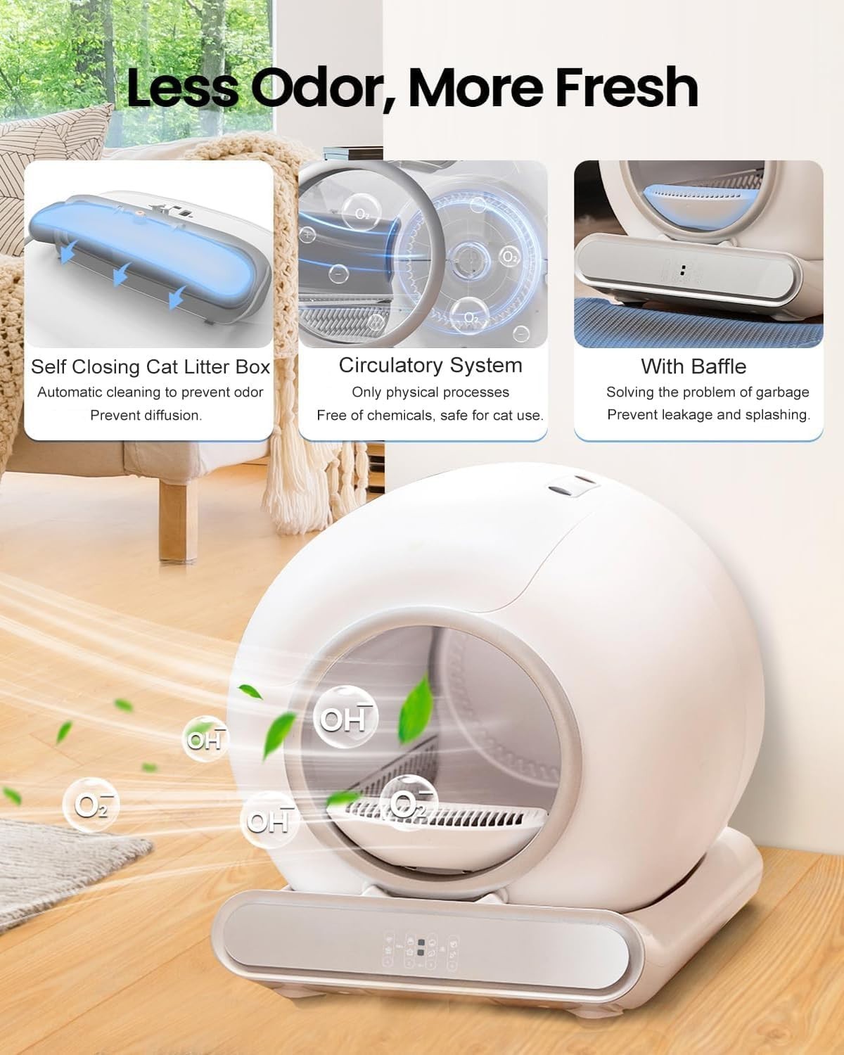 Extra Large Self Cleaning Cat Litter Box Auto Smart APP Control 65L