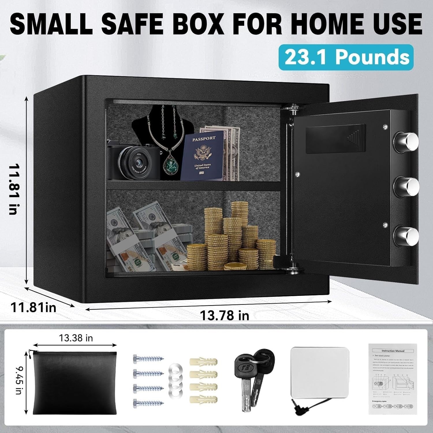 35L Fireproof Safe Box Digital Keypad Security Safe with LED Light