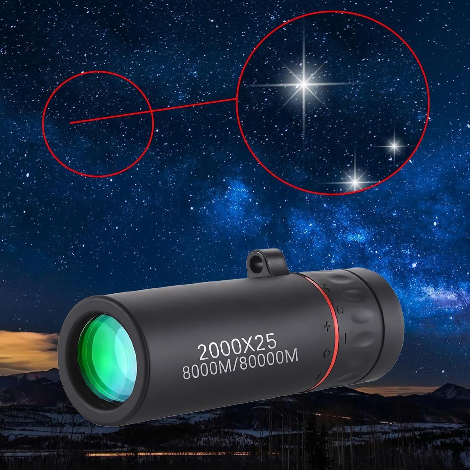 Mini 2000x25 Monocular Telescope Compact HD Pocket Scope for Travel & Sports