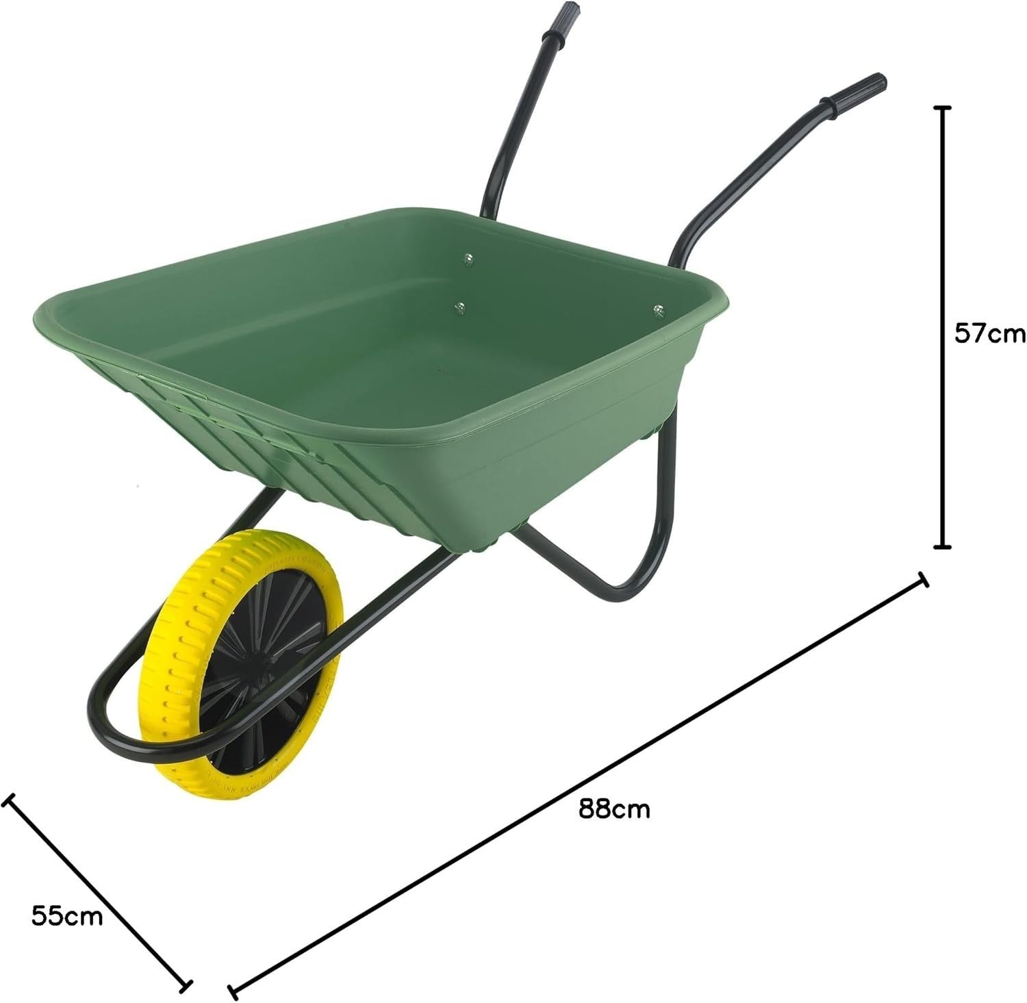90L Garden Wheelbarrow Green - Puncture Proof Tyre w/ PP Plastic Tray 125kg Load