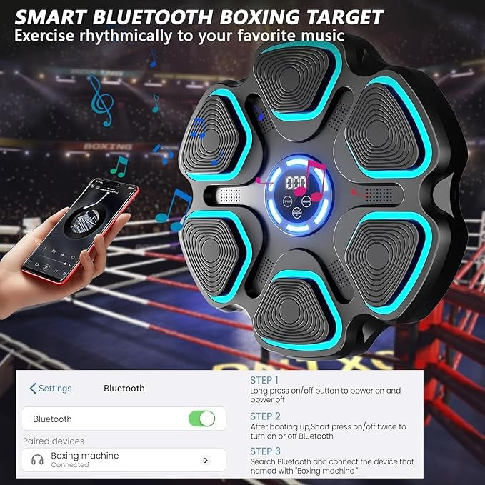Music Boxing Machine Bluetooth LED Punch Trainer Wall Mount Home Gym Fitness