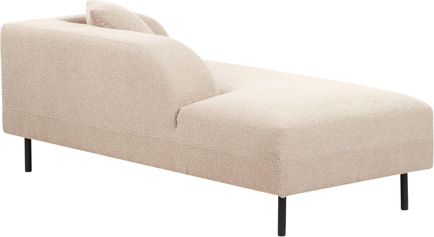 Right Hand Taupe Boucle Chaise Lounge Retro Curvy Design with Cushion