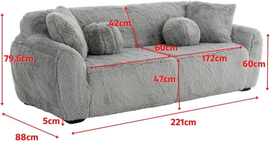White Teddy Sofa Set 3+1 Faux Fur Deep Seat Fluffy Lounge Chair & Couch