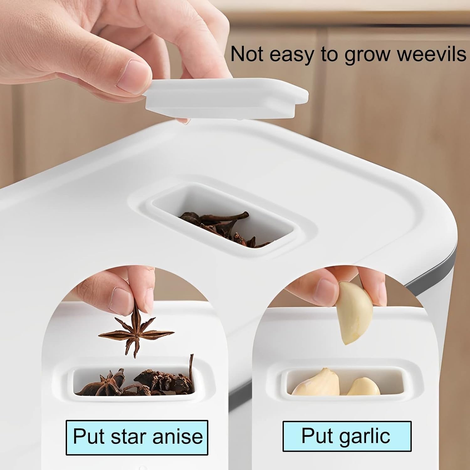 23LBS Rice Dispenser Airtight BPA Free Grain Storage w Drawer