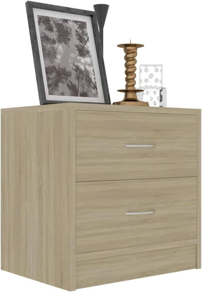 Set of 2 Sonoma Oak Bedside Tables | Modern 2 Drawer Wooden Nightstands