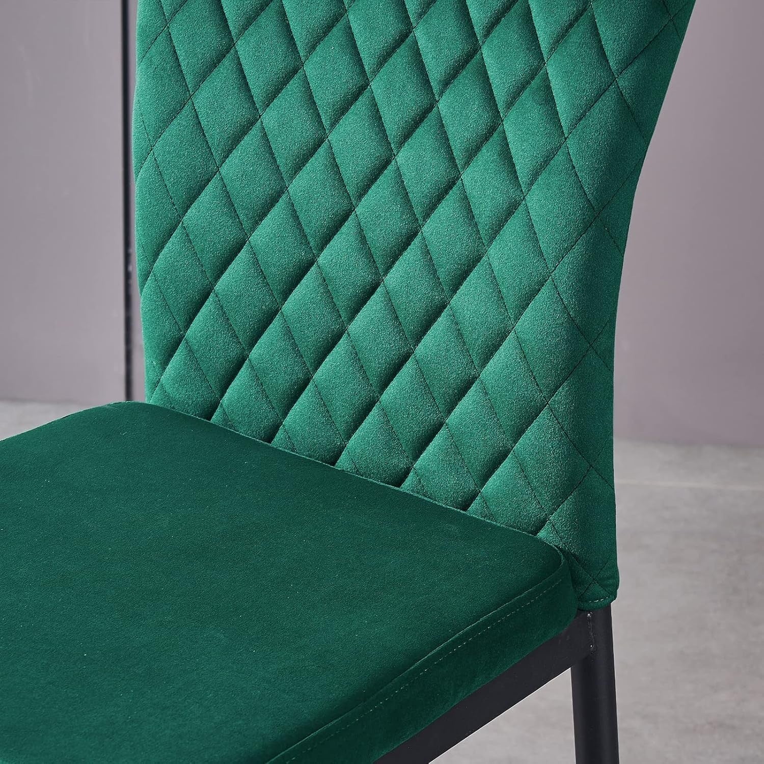 Modern Velvet Green Dining Table Set 6 High Back Chairs Oak Wood 150x80x75cm