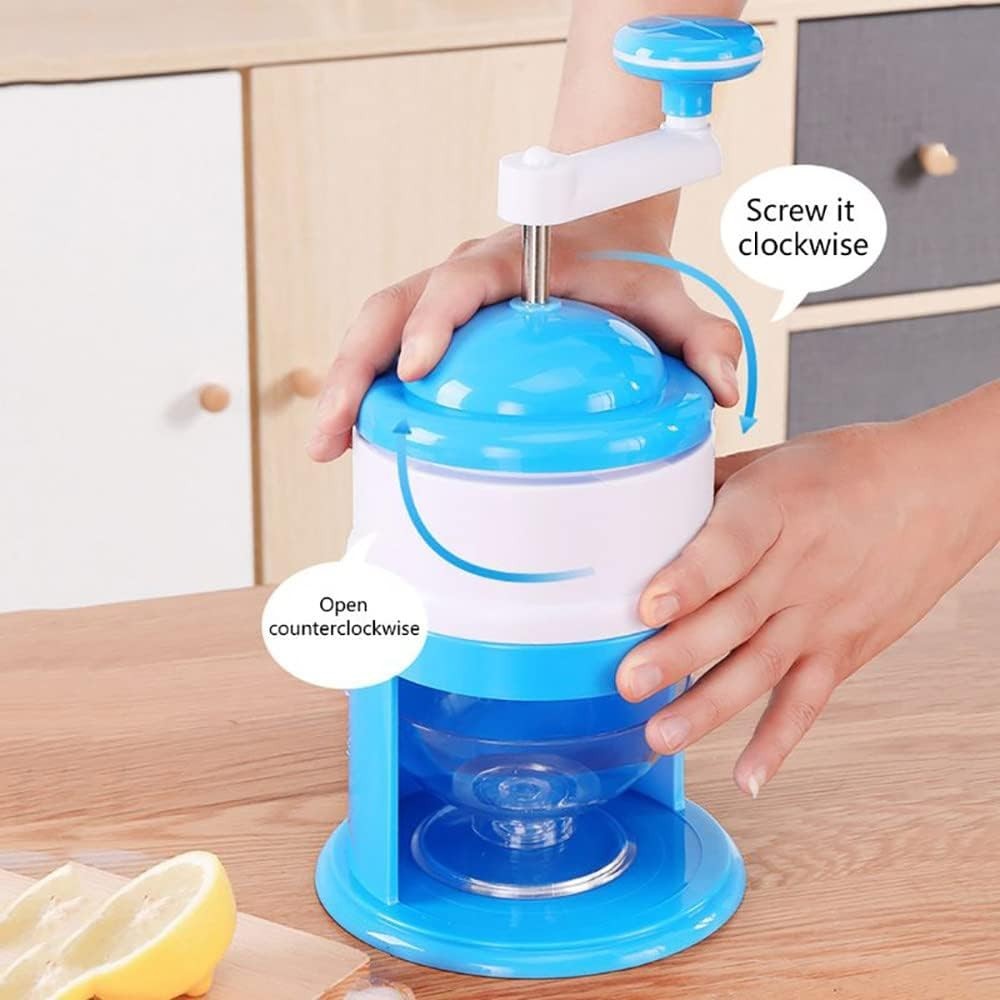 Manual Ice Crusher Hand Crank Snow Cone Shaved Ice Maker Slush Machine