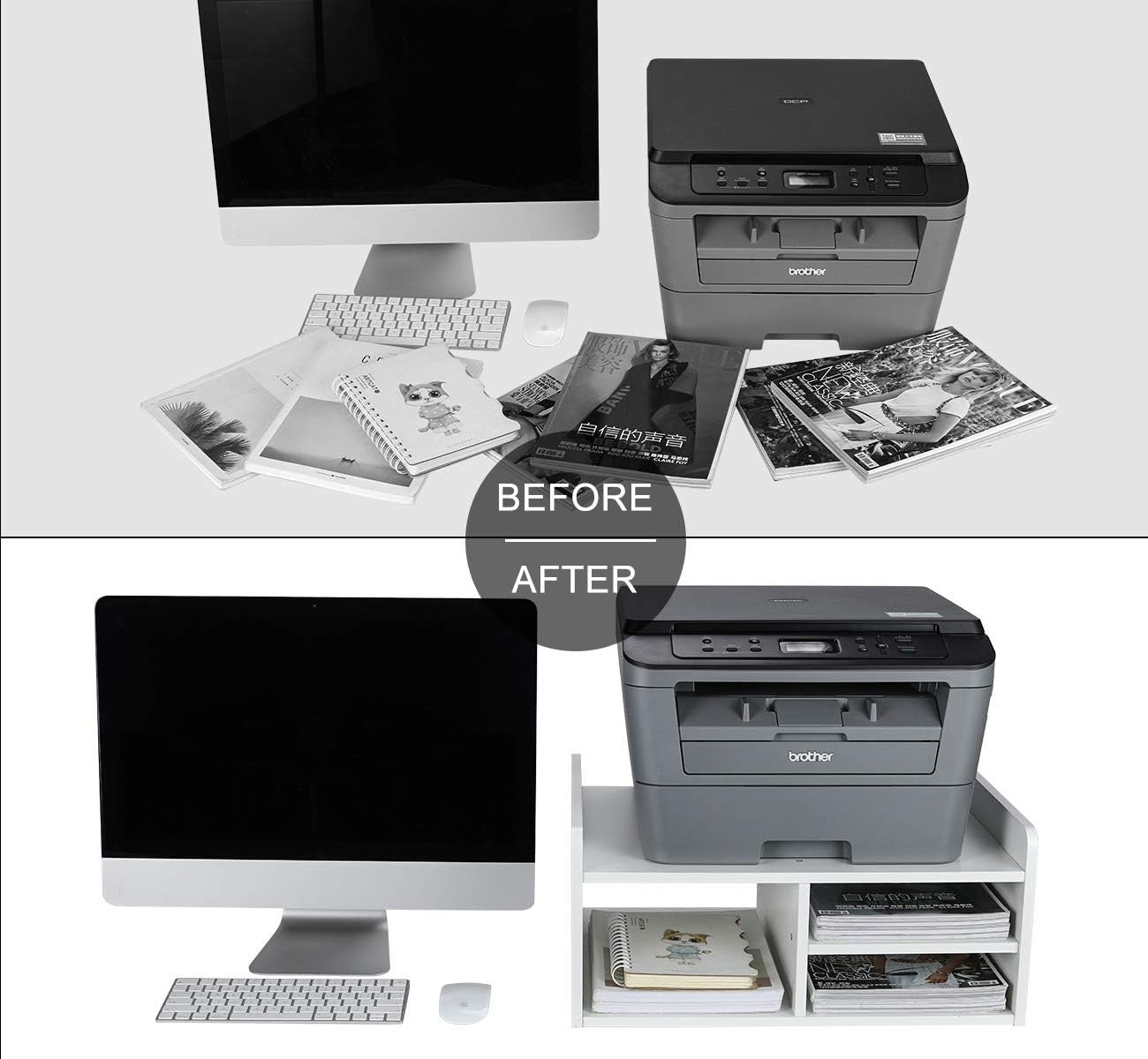 Desktop Printer Stand with Storage & 3 Compartments – Desk Organiser