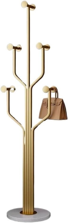 Modern Gold Metal Coat Rack Stand | Freestanding Marble Base Hall Tree 175cm